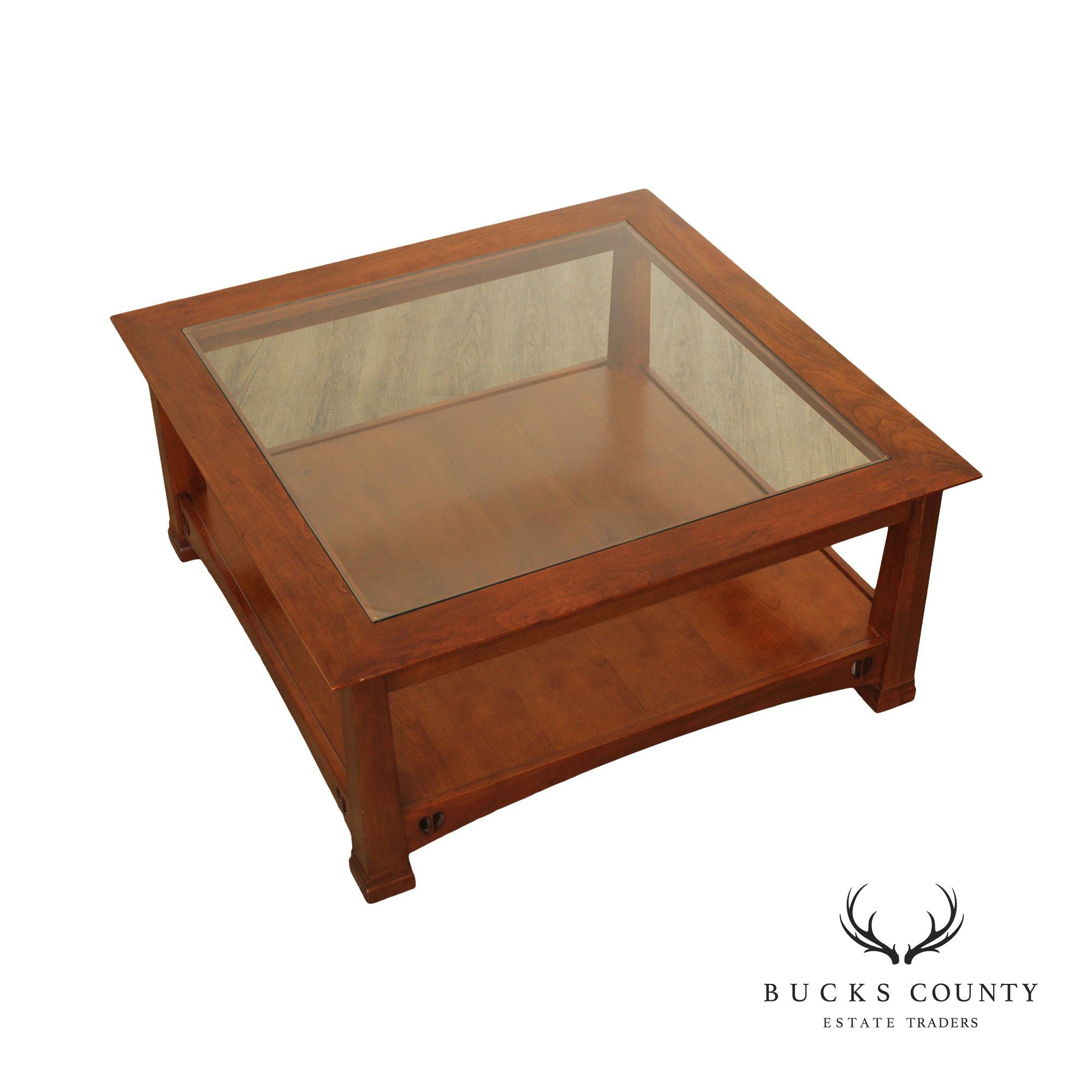 Stickley Arts & Crafts Style Cherry Square Cocktail Table