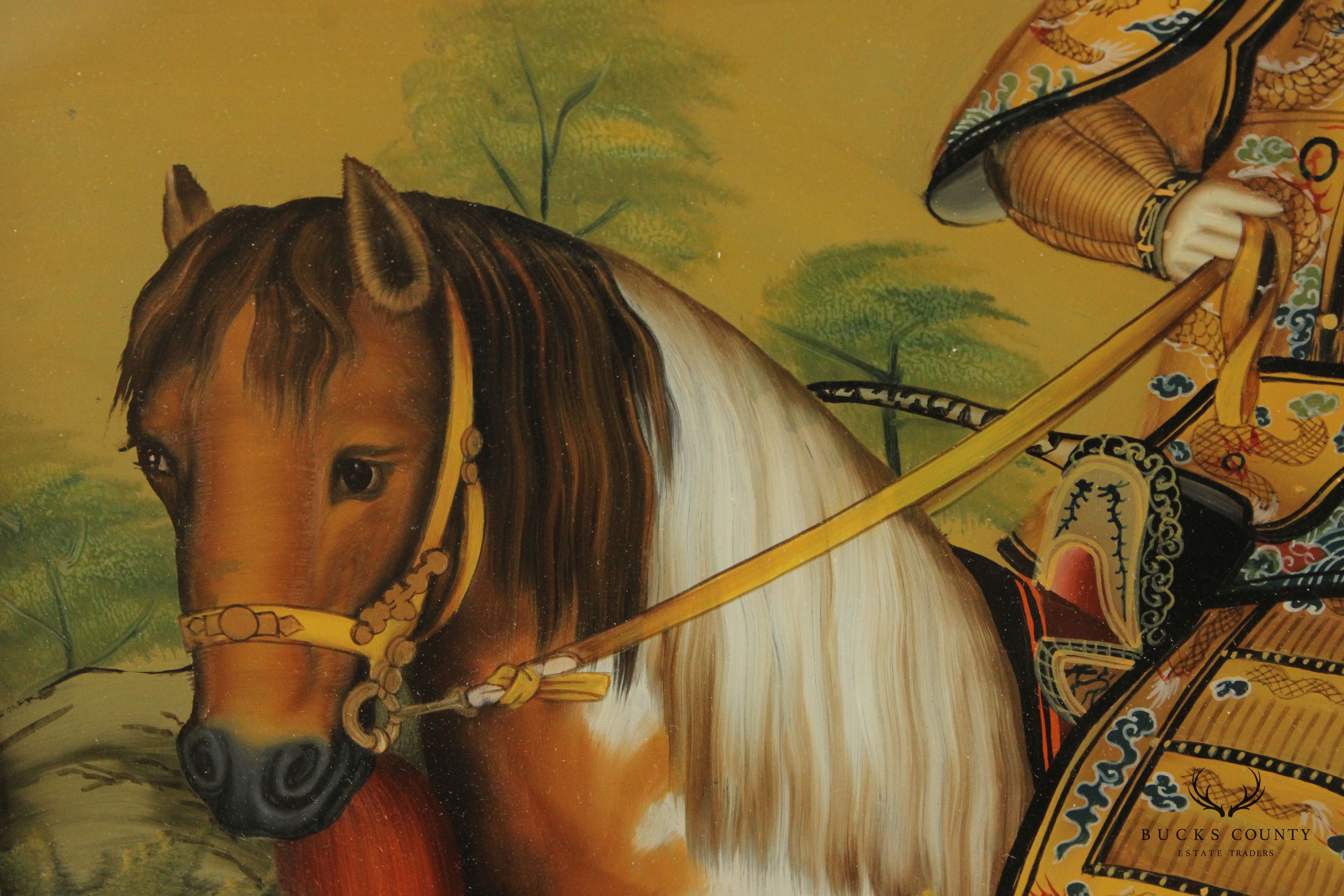 Chinese 'The Qianlong Emperor in Ceremonial Armor on Horseback' Reverse Portrait Portrait, After Giuseppe Castiglione