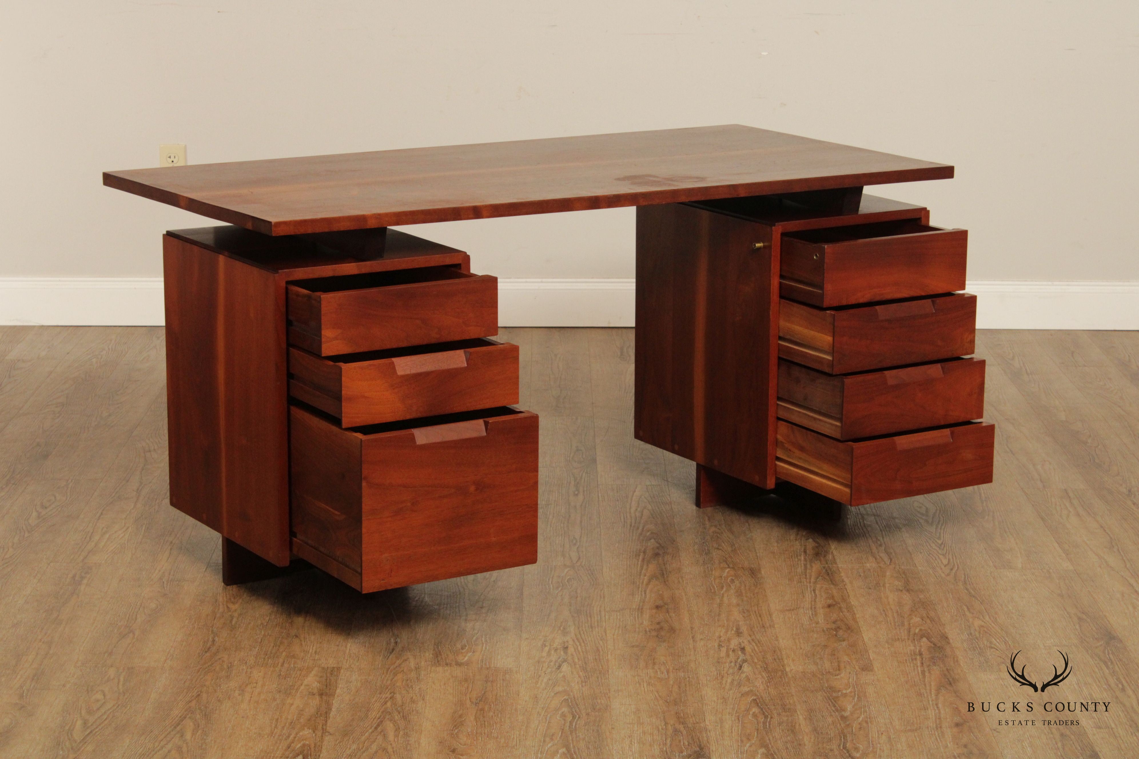 George Nakashima Studio Walnut Double Pedestal Desk