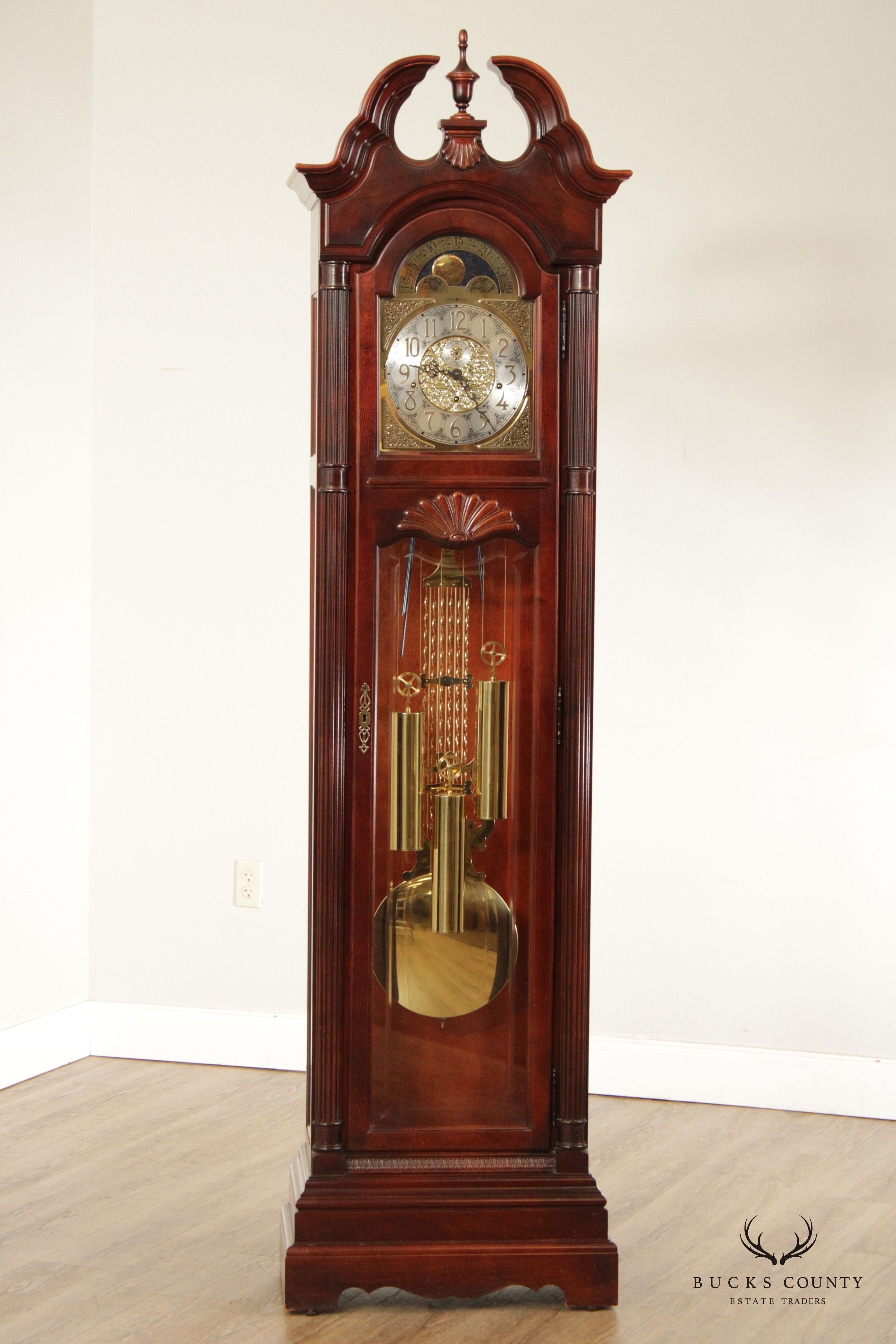 Howard Miller 'Landsbury' Cherry Grandfather Case Clock