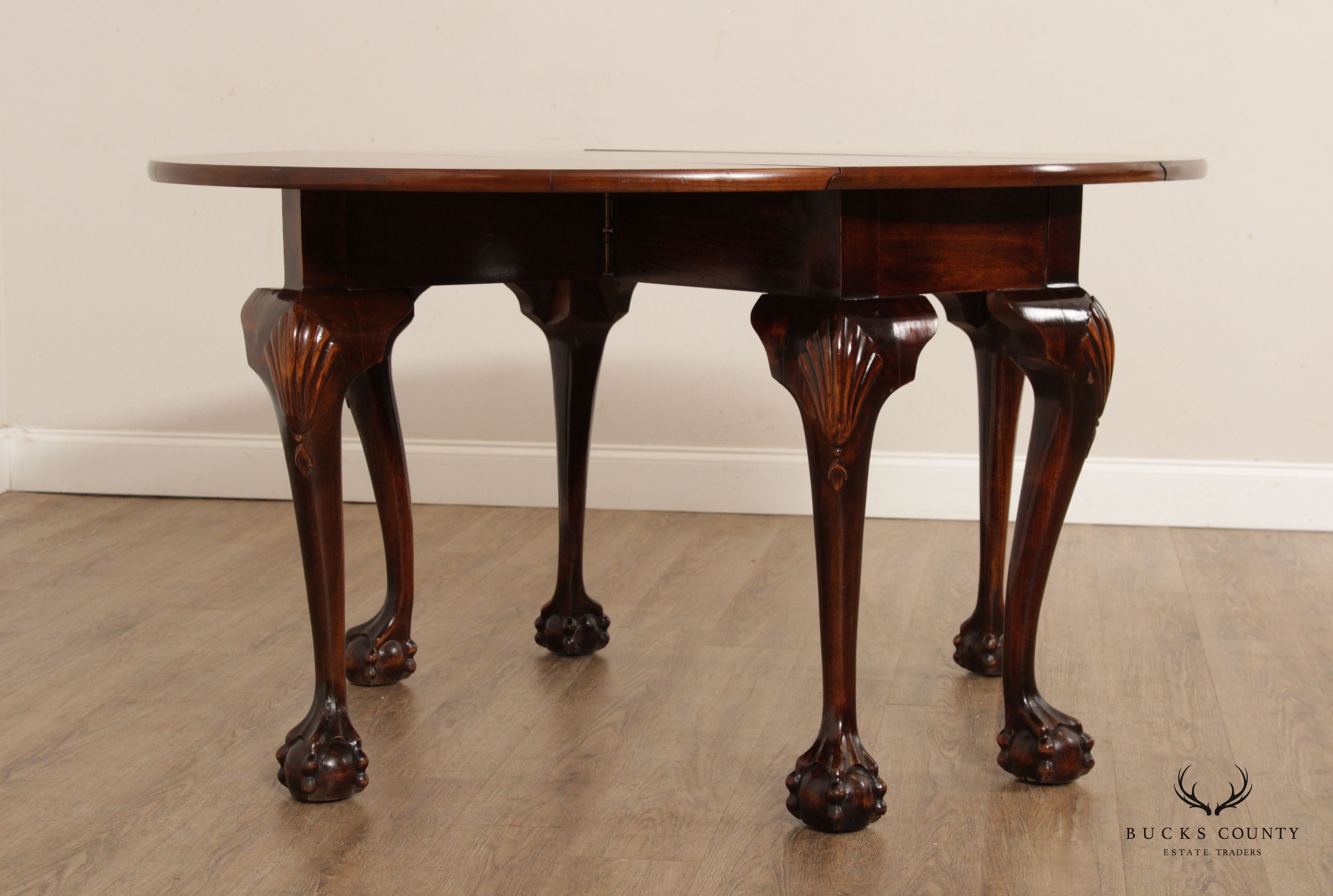 Chippendale Style Carved Mahogany Gate Leg Drop Leaf Table
