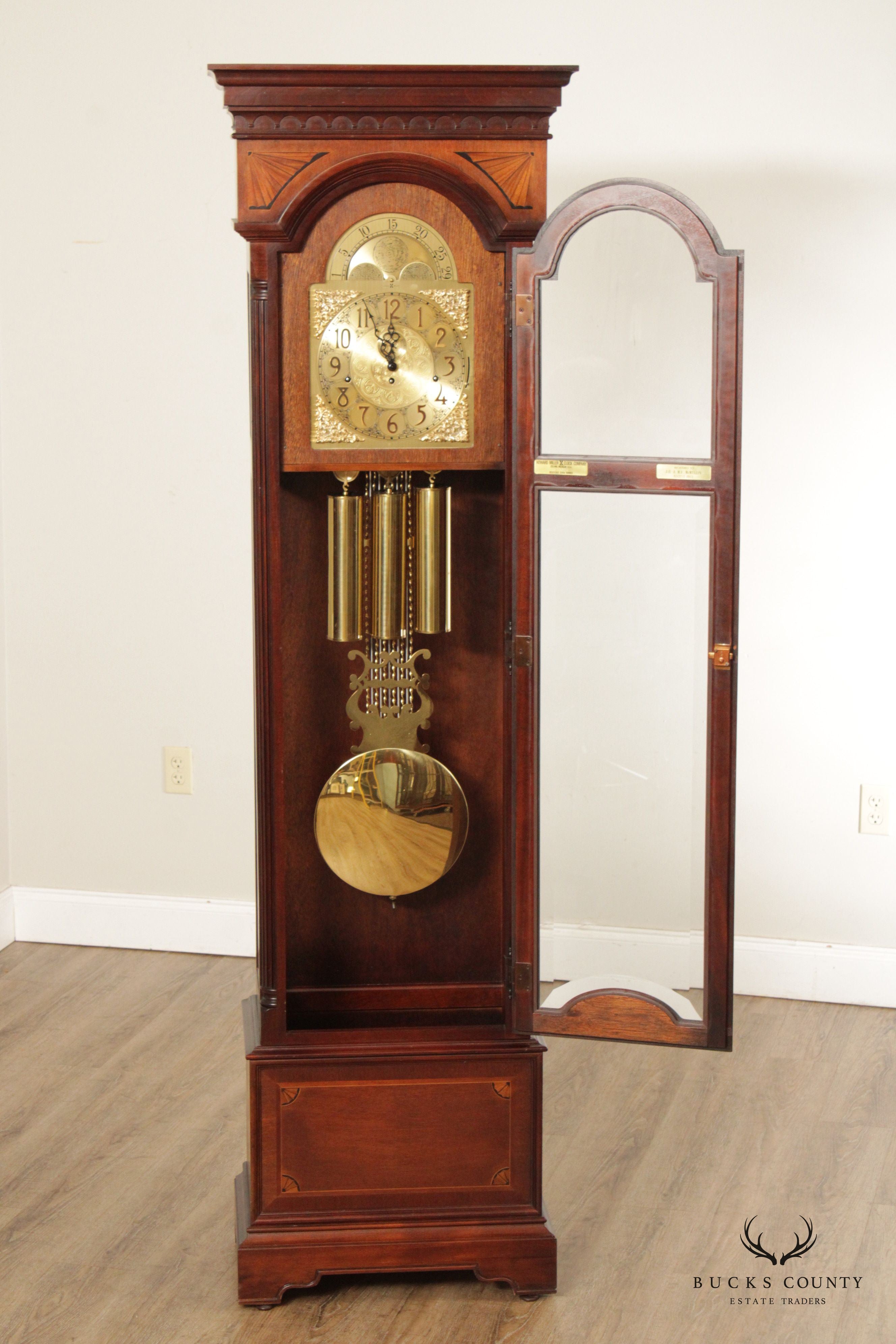 Howard Miller Federal Style Mahogany Inlaid Grandfather Clock