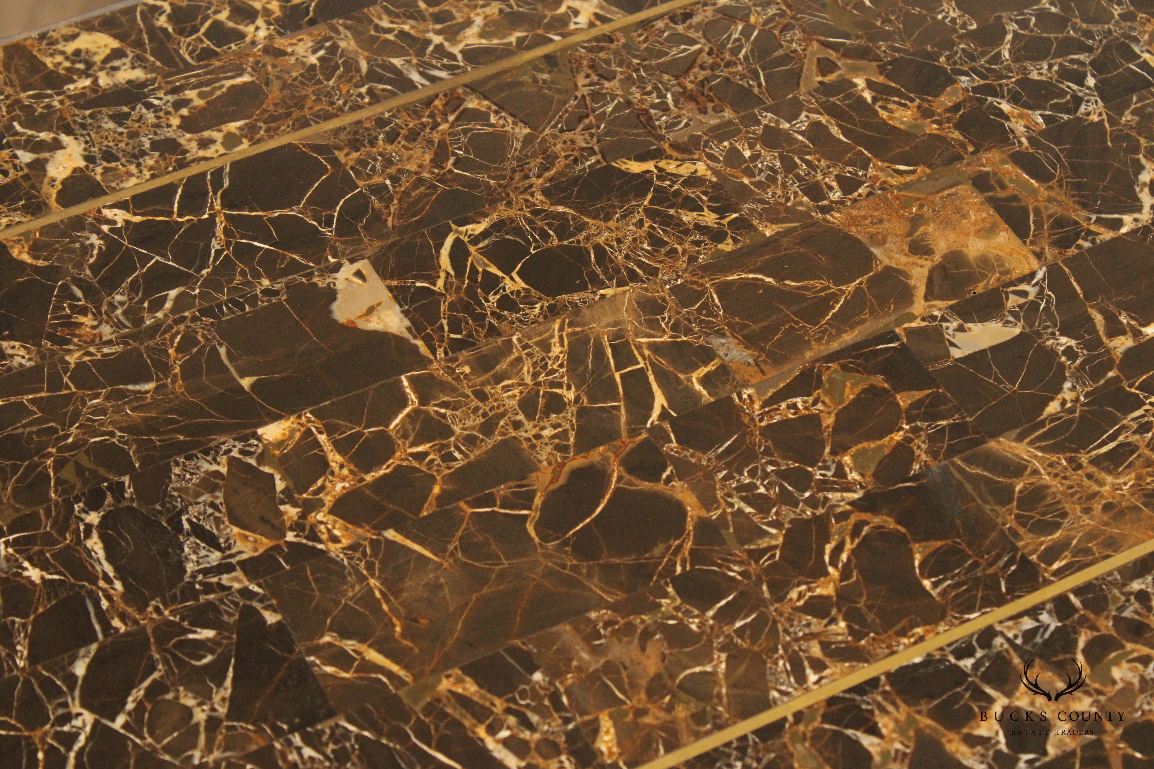 Rococo Style Carved Painted Console Table with Tessellated Marble Top