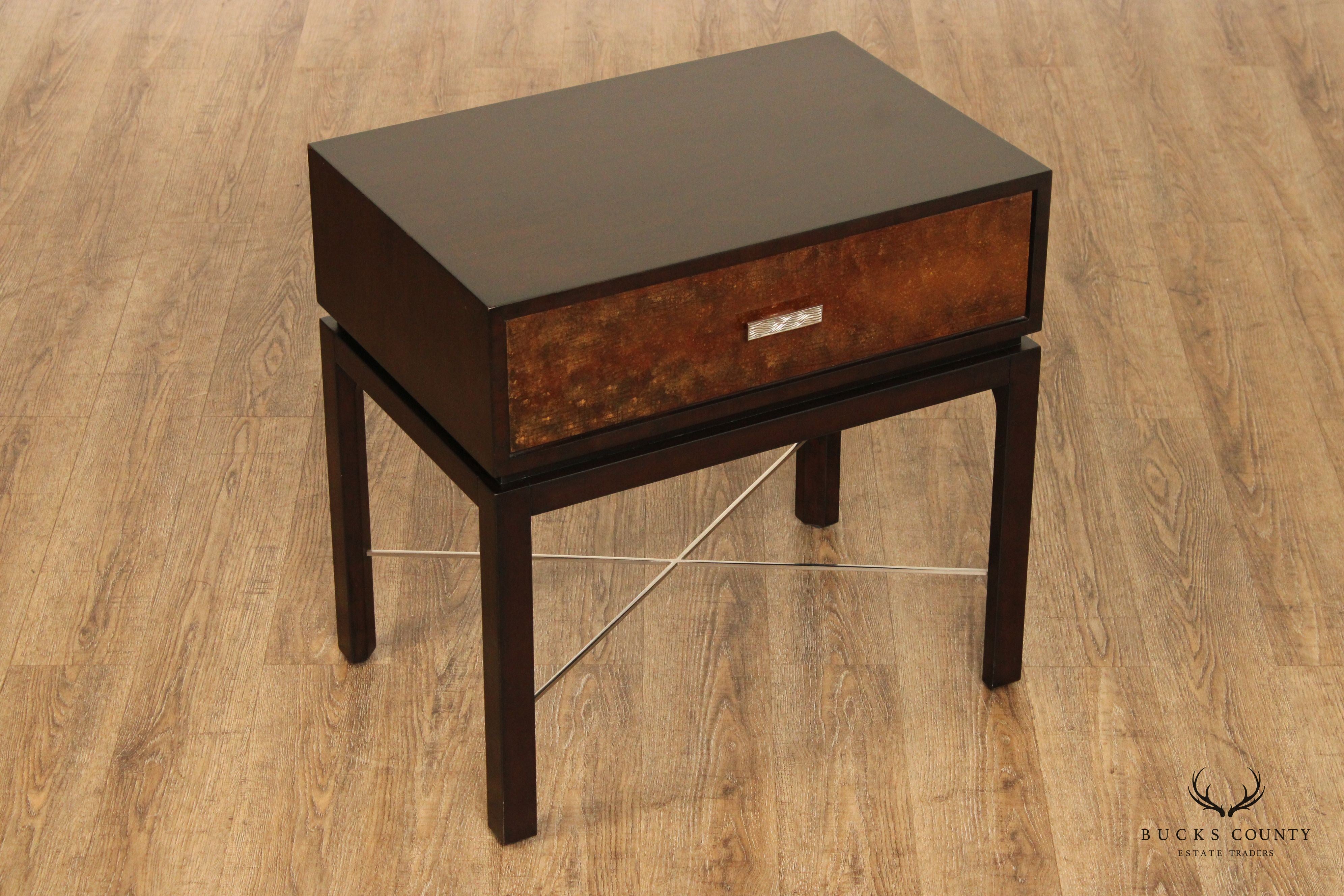 Theodore Alexander Contemporary 'Gold Leaf' One-Drawer Side Table