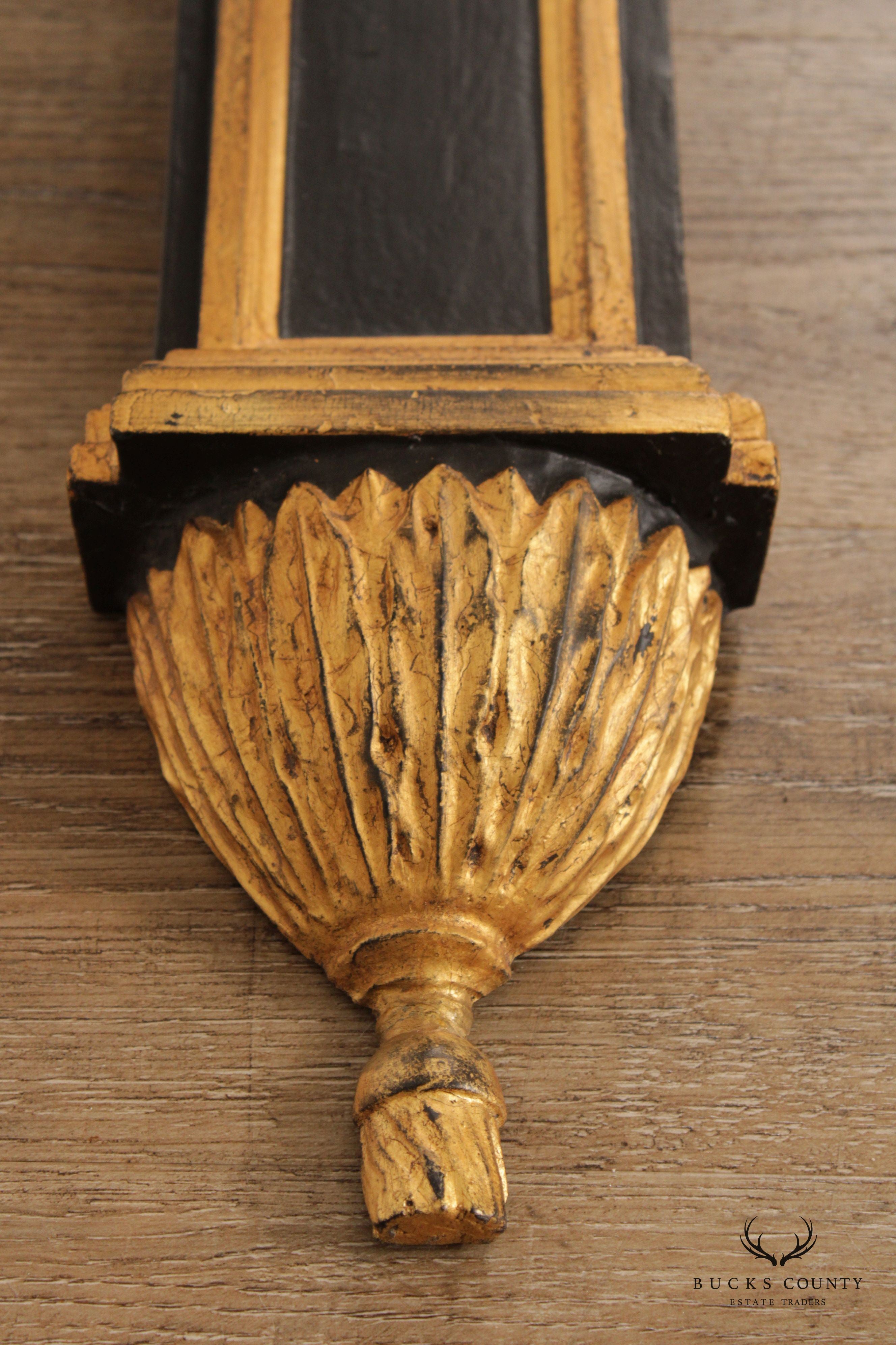 Egyptian Revival Style Pair of Partial Gilt Wall Sconces