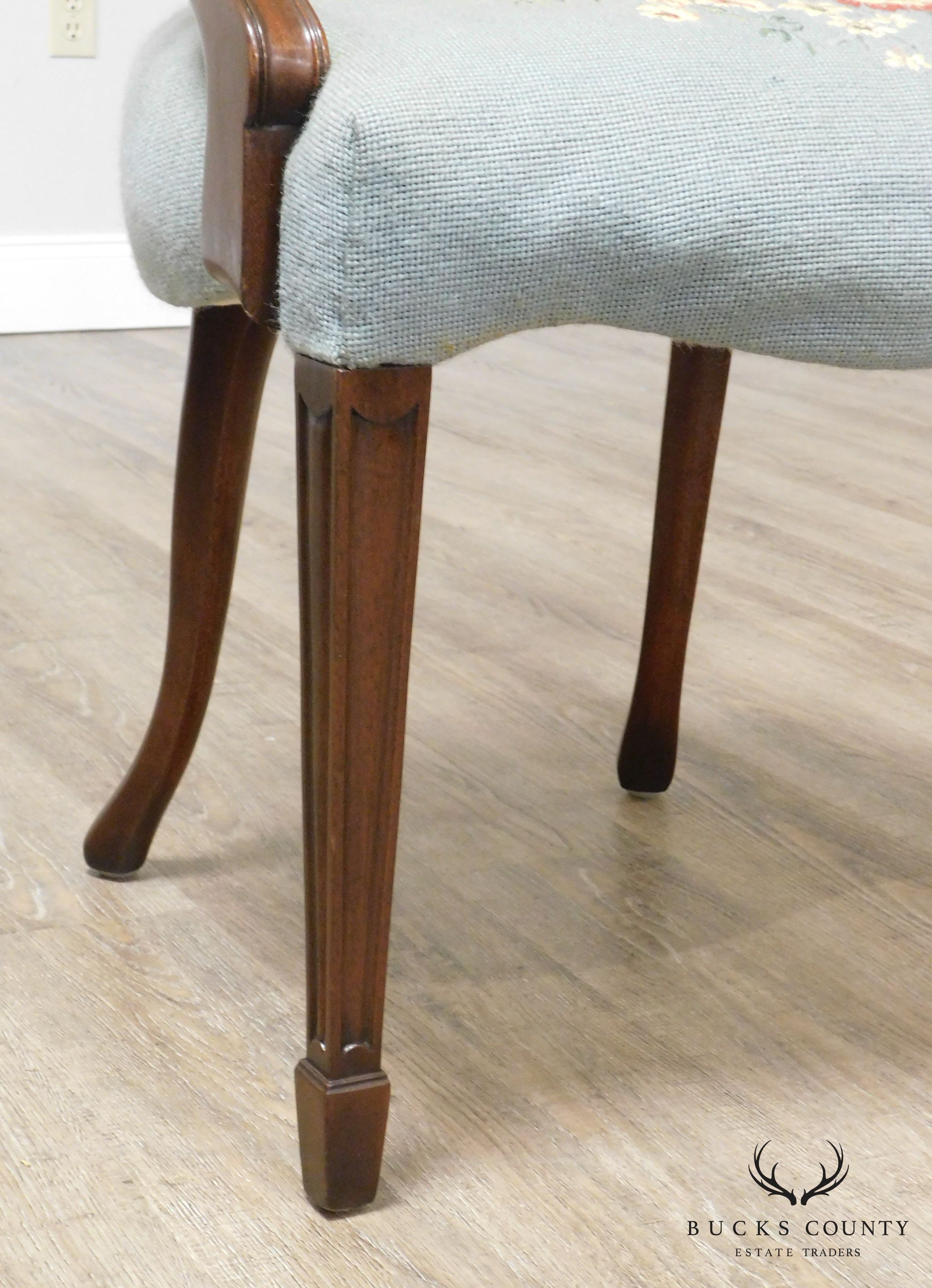 Hepplewhite Style Vintage Custom Quality Mahogany Armchair