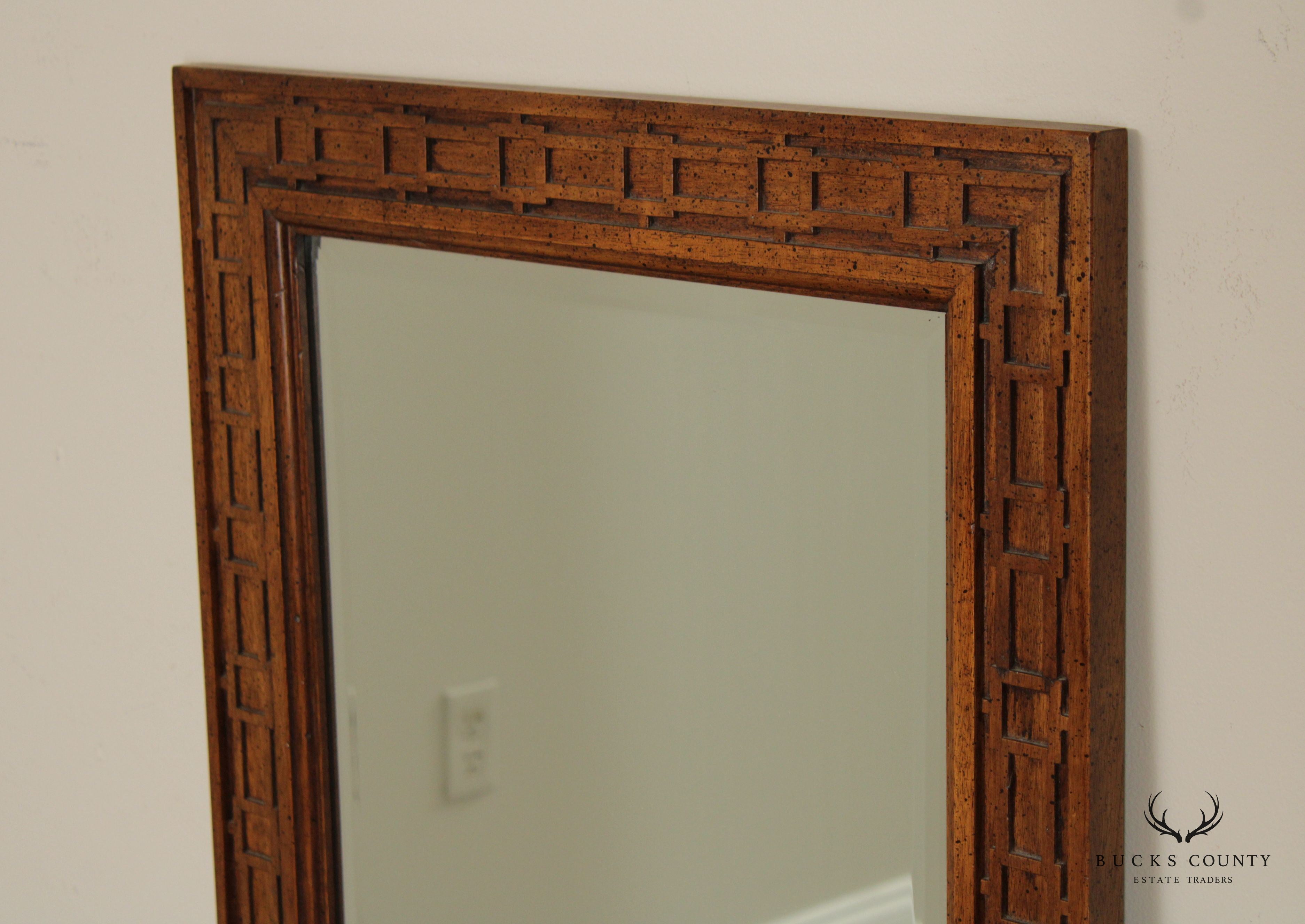 Century Furniture Chinese Chippendale Style Vintage Pair Of Rectangular Beveled Wall Mirrors