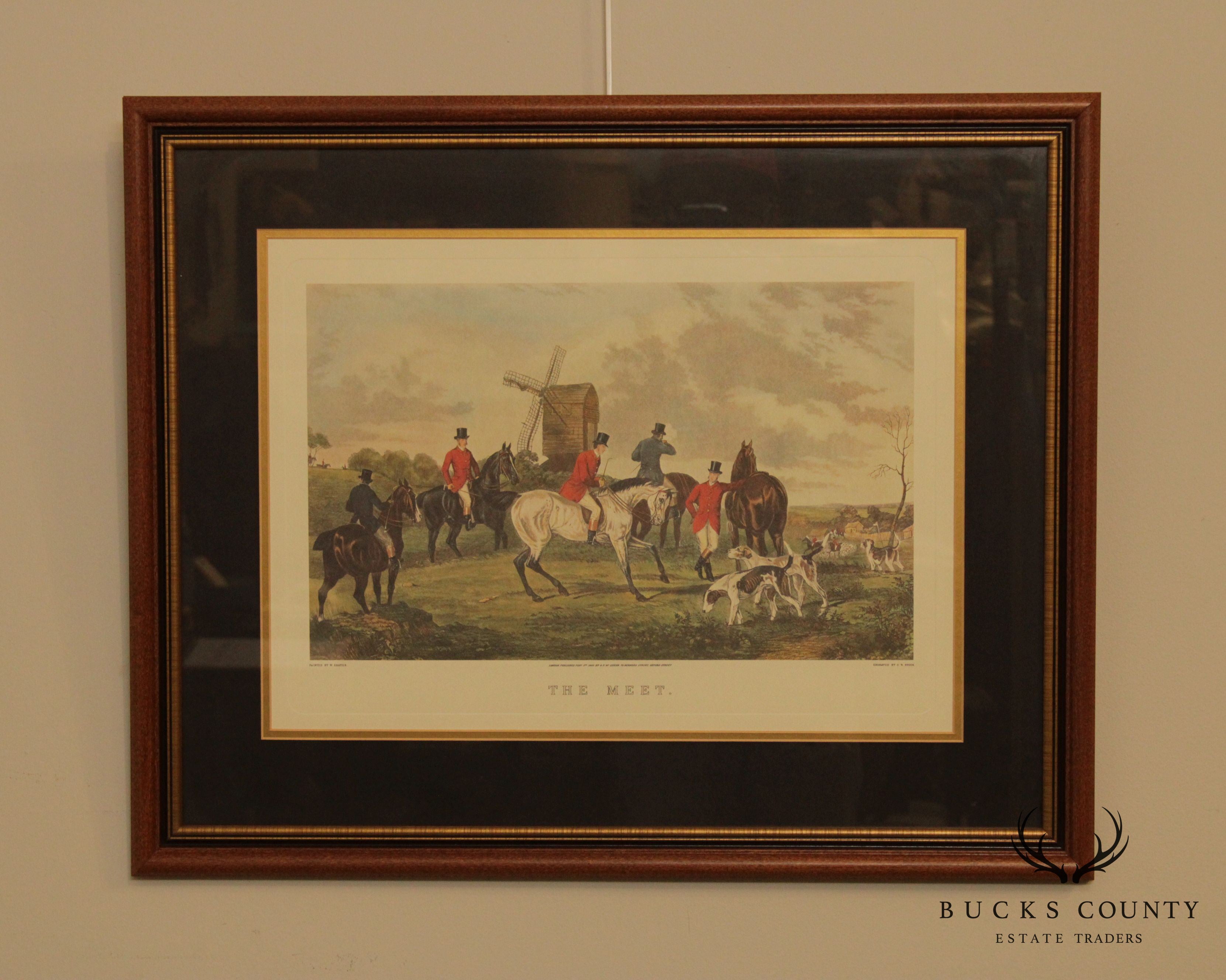 William Shayer Custom Framed Fox Hunt Lithograph 'The Meet'