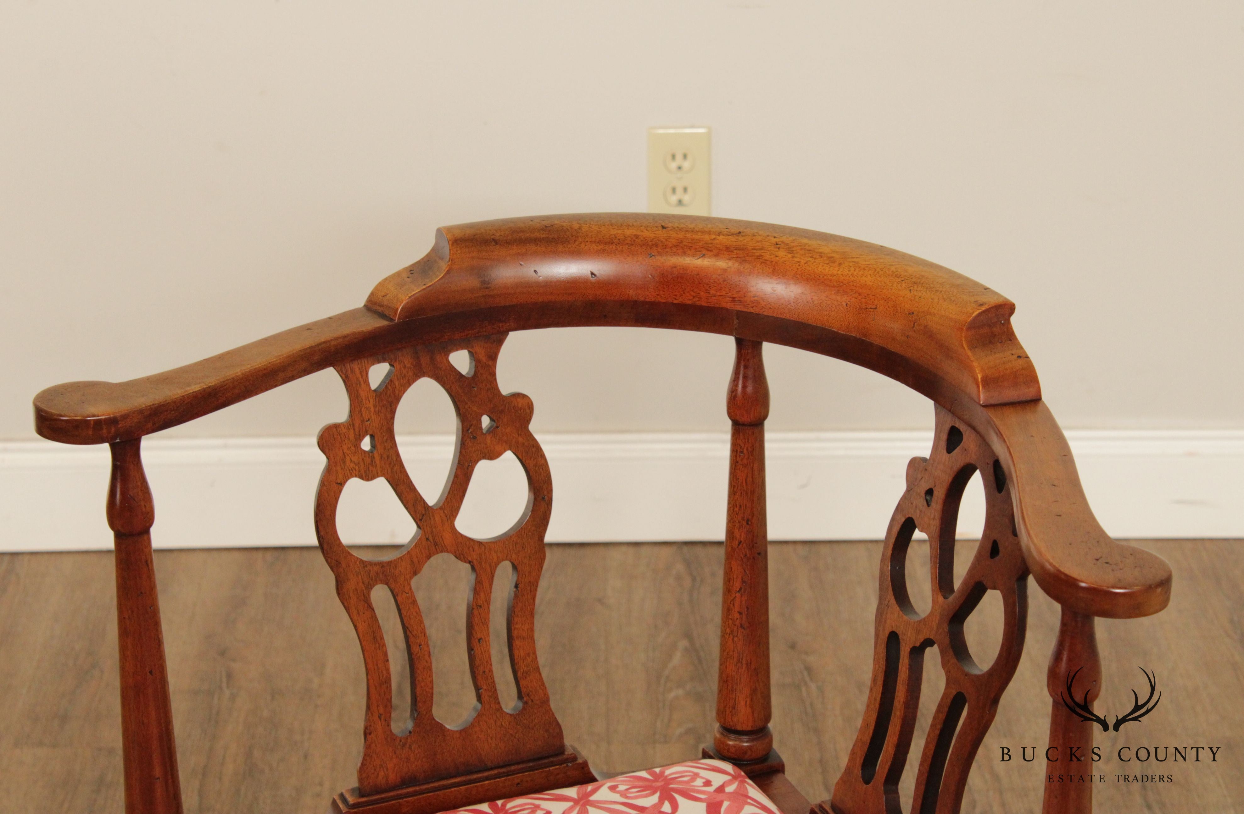 Chippendale Style Vintage Mahogany Corner Chair
