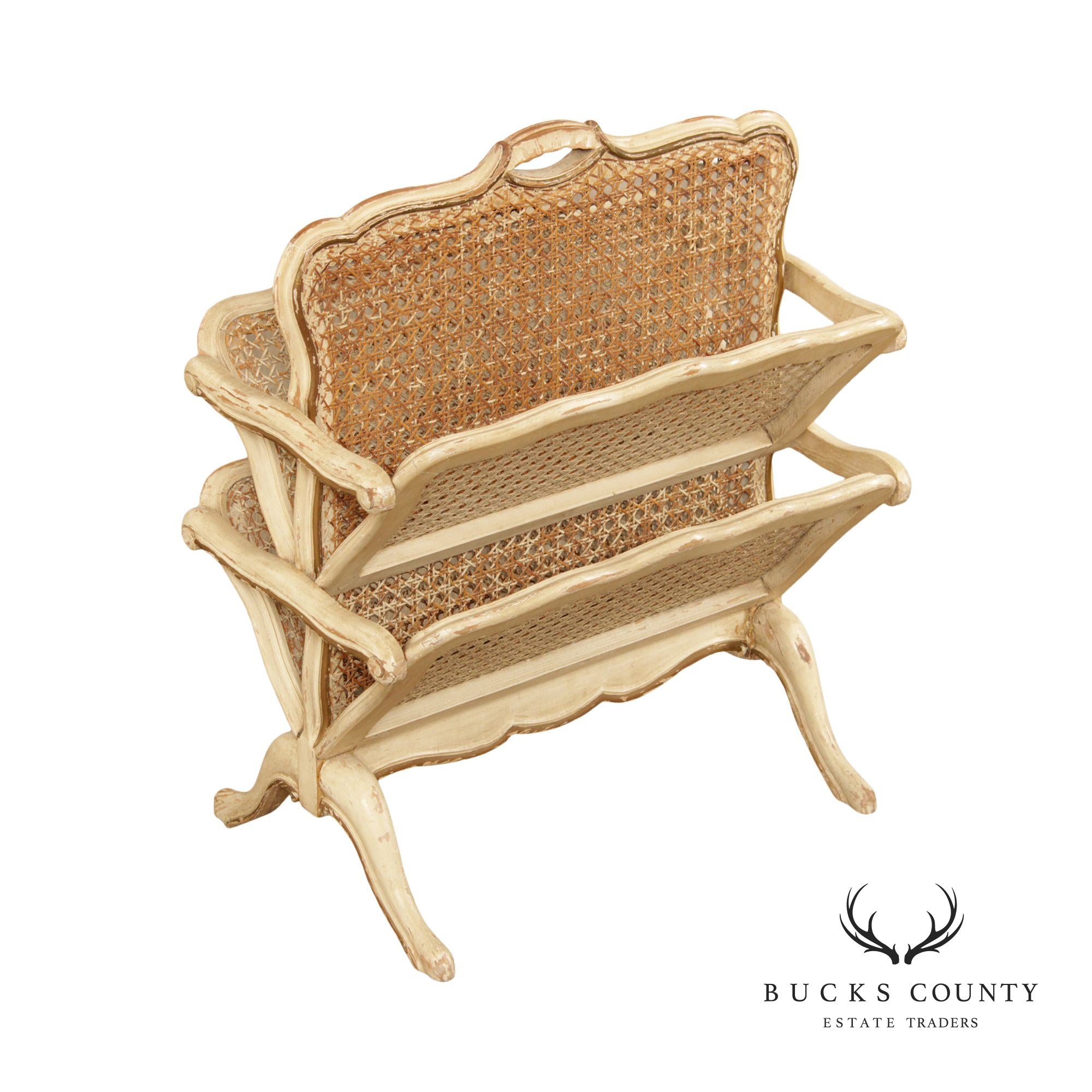 Vintage Louis XV Style Cane Magazine Rack