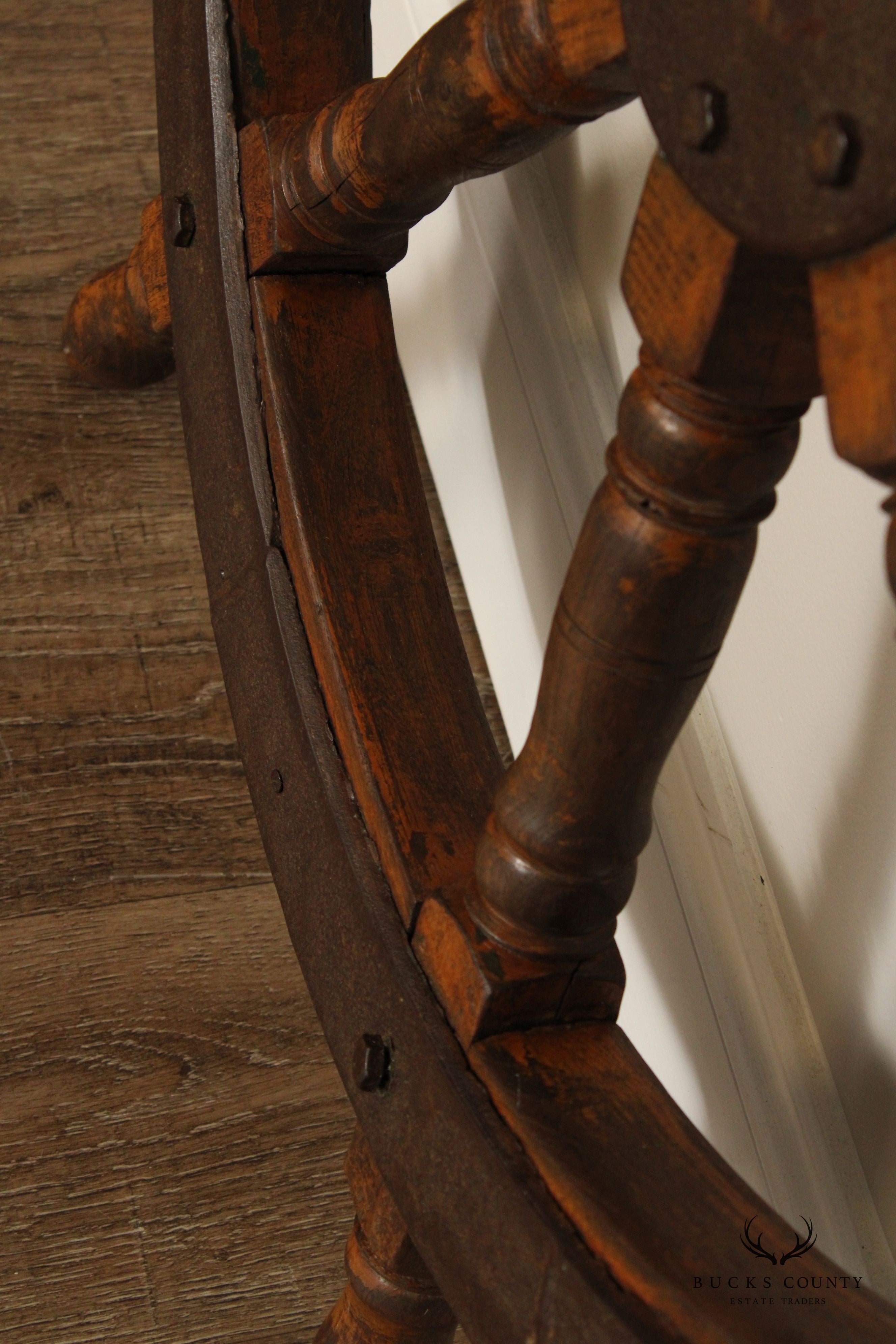 Antique Eight Spoke Hardwood and Iron Ship's Wheel