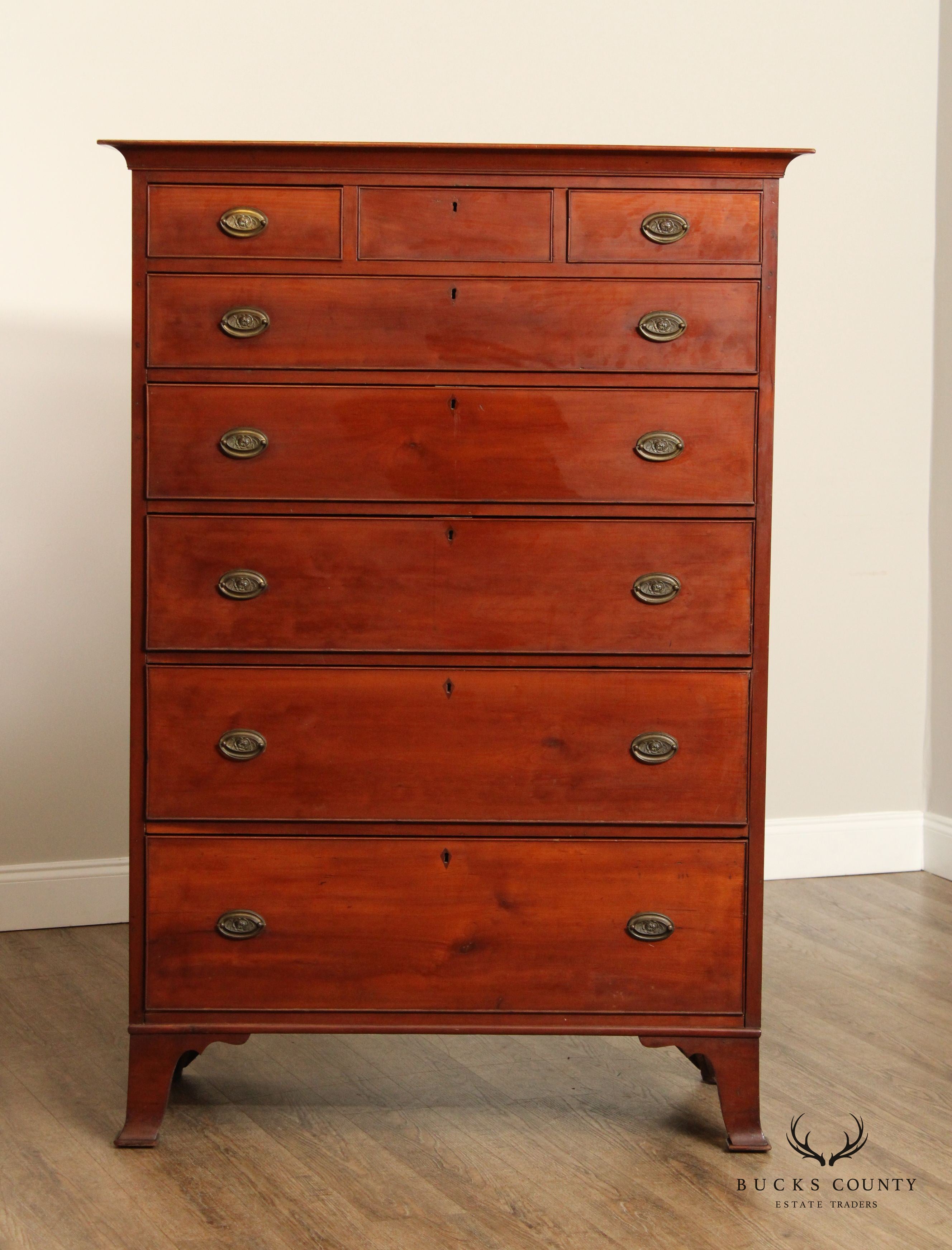 Antique American Cherry Hepplewhite Tall Chest of Drawers