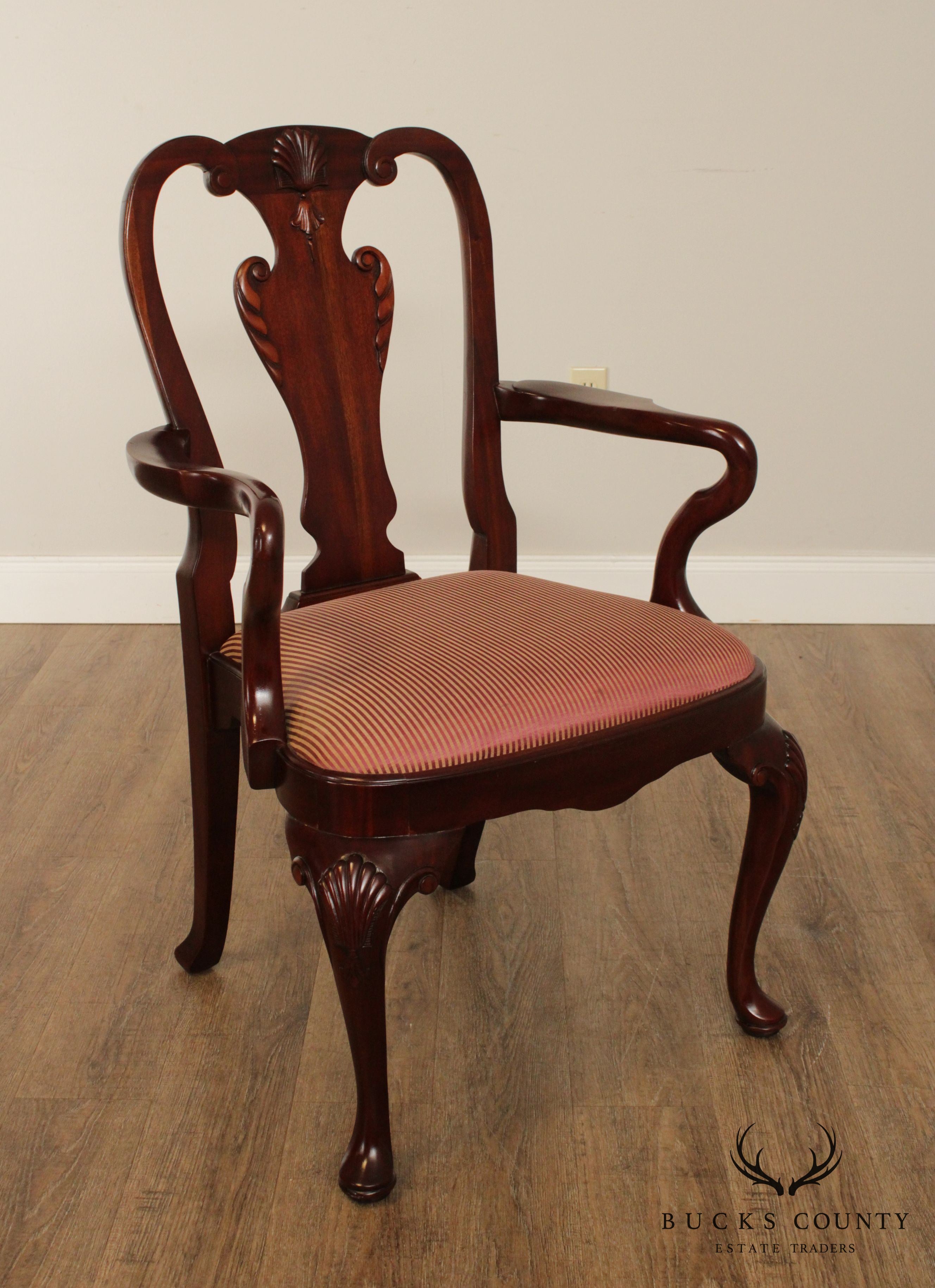 Maitland Smith Georgian Style Set 8 Solid Mahogany Dining Chairs