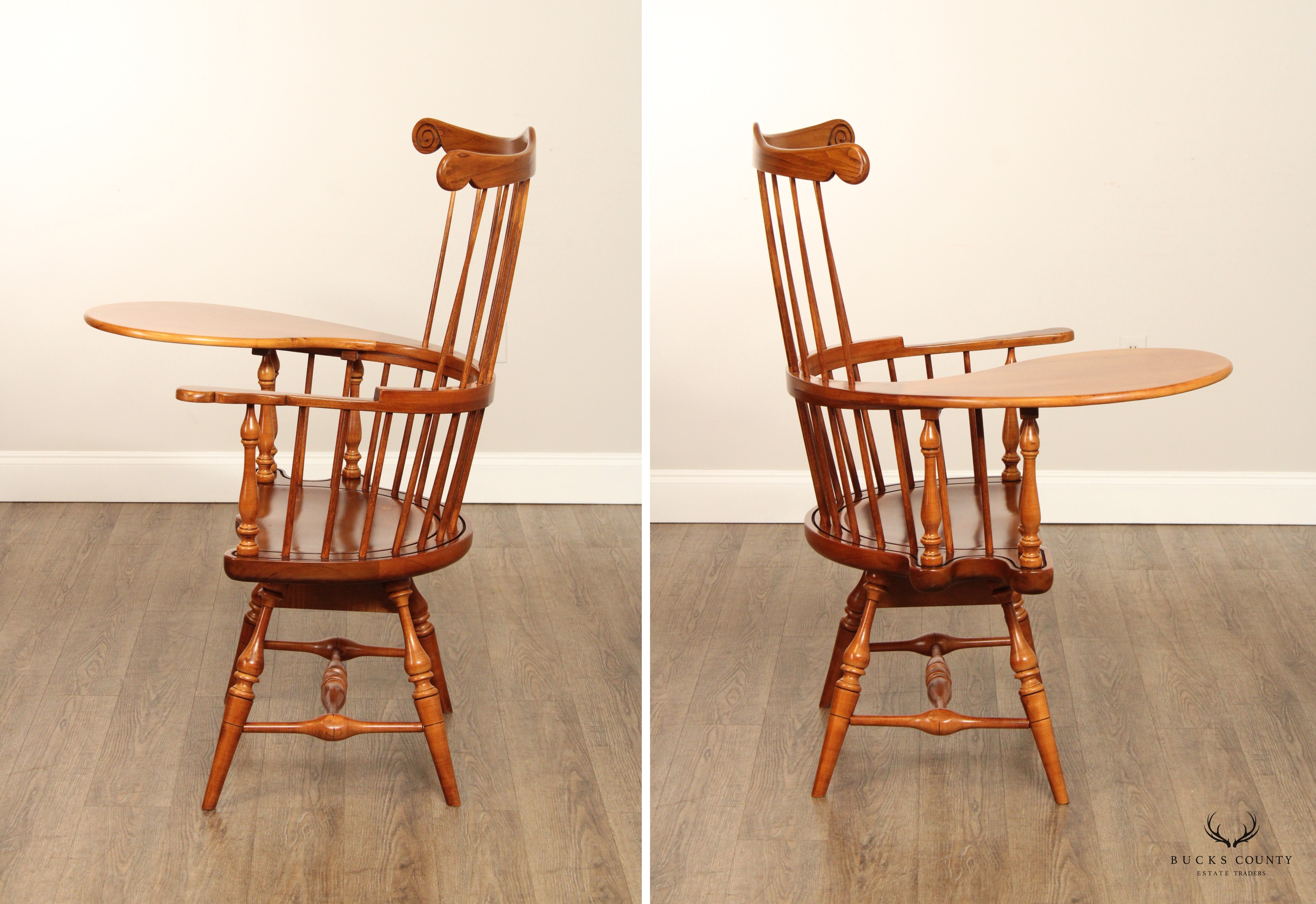 FREDERICK DUCKLOE CHERRY WINDSOR STYLE WRITING ARMCHAIR