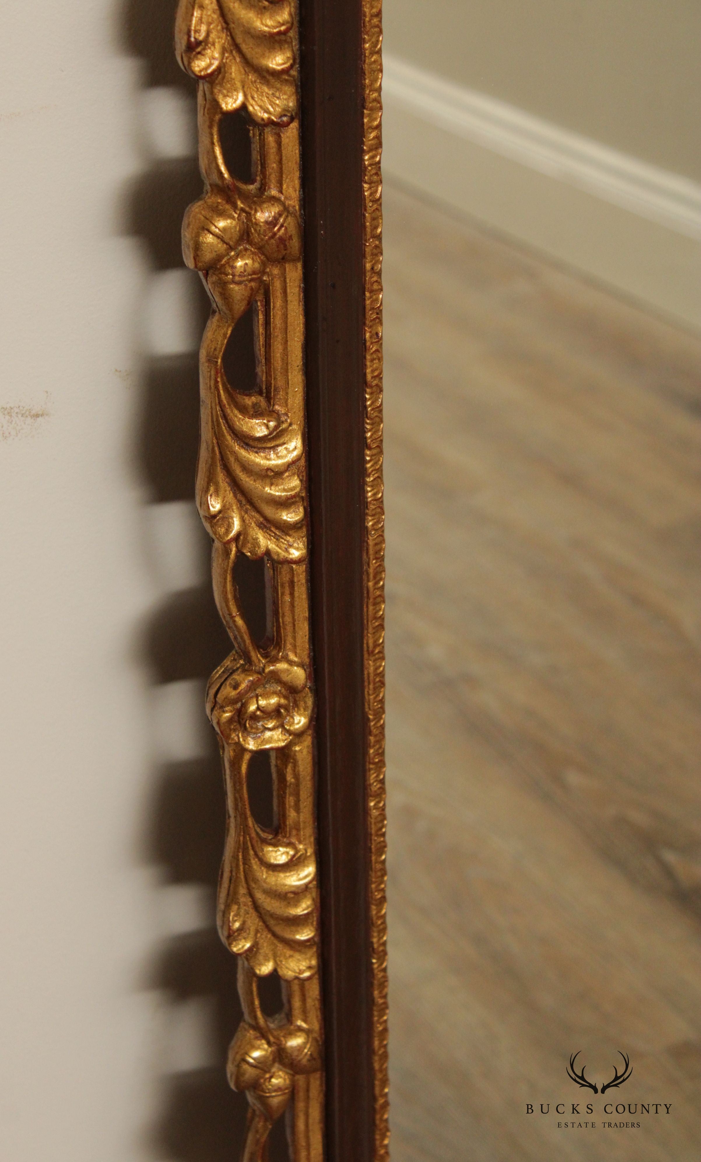Carvers' Guild Chippendale Style Striped Mahogany Eagle Carved Wall Mirror