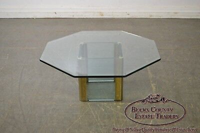 Leon Rosen for Pace Brass & Glass Octagonal Top Coffee Table