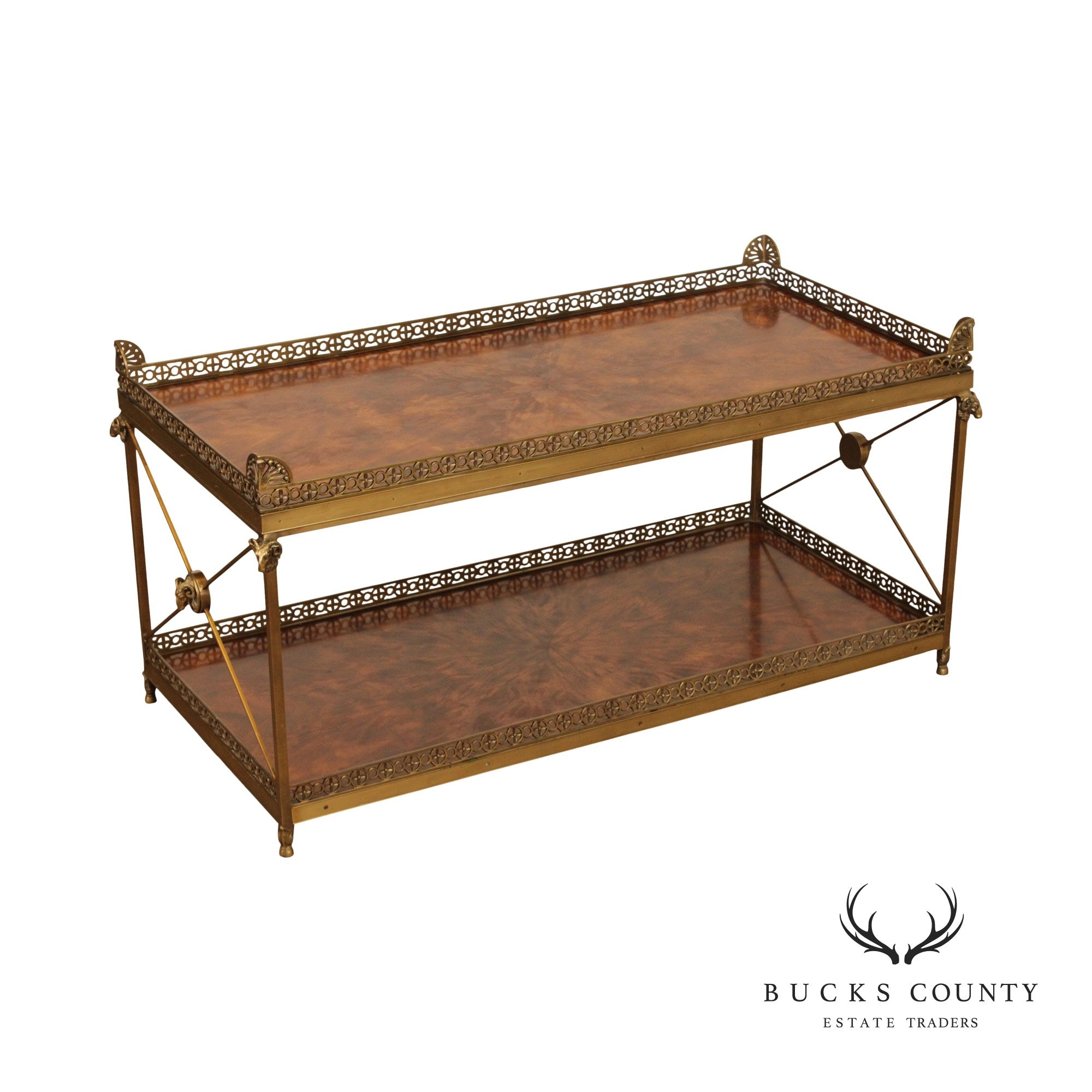 Theodore Alexander 'Althorp' Regency Style Mahogany and Brass Two Tier Coffee Table
