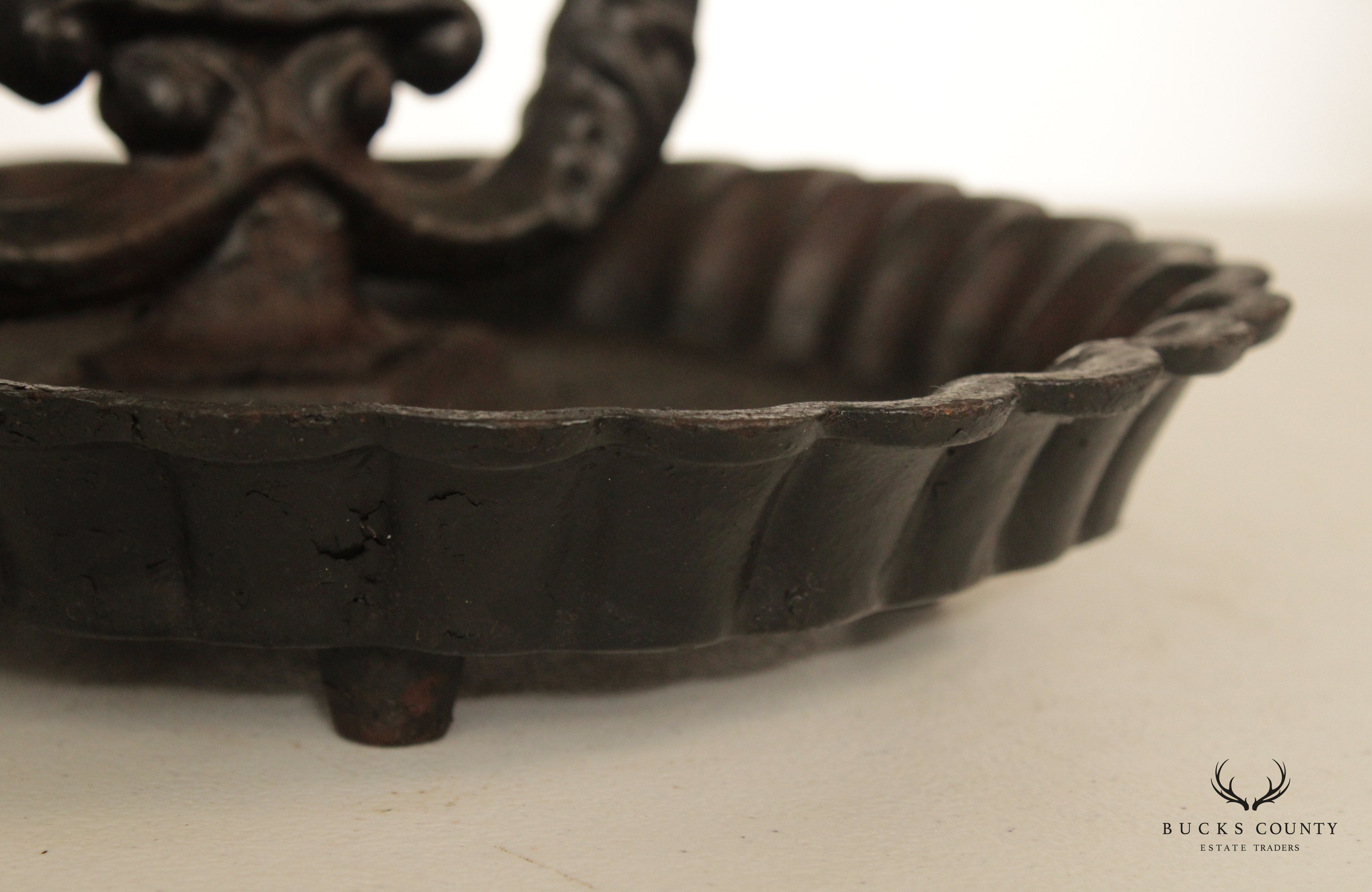 Antique Painted Cast Iron Lyre Form Boot Scraper