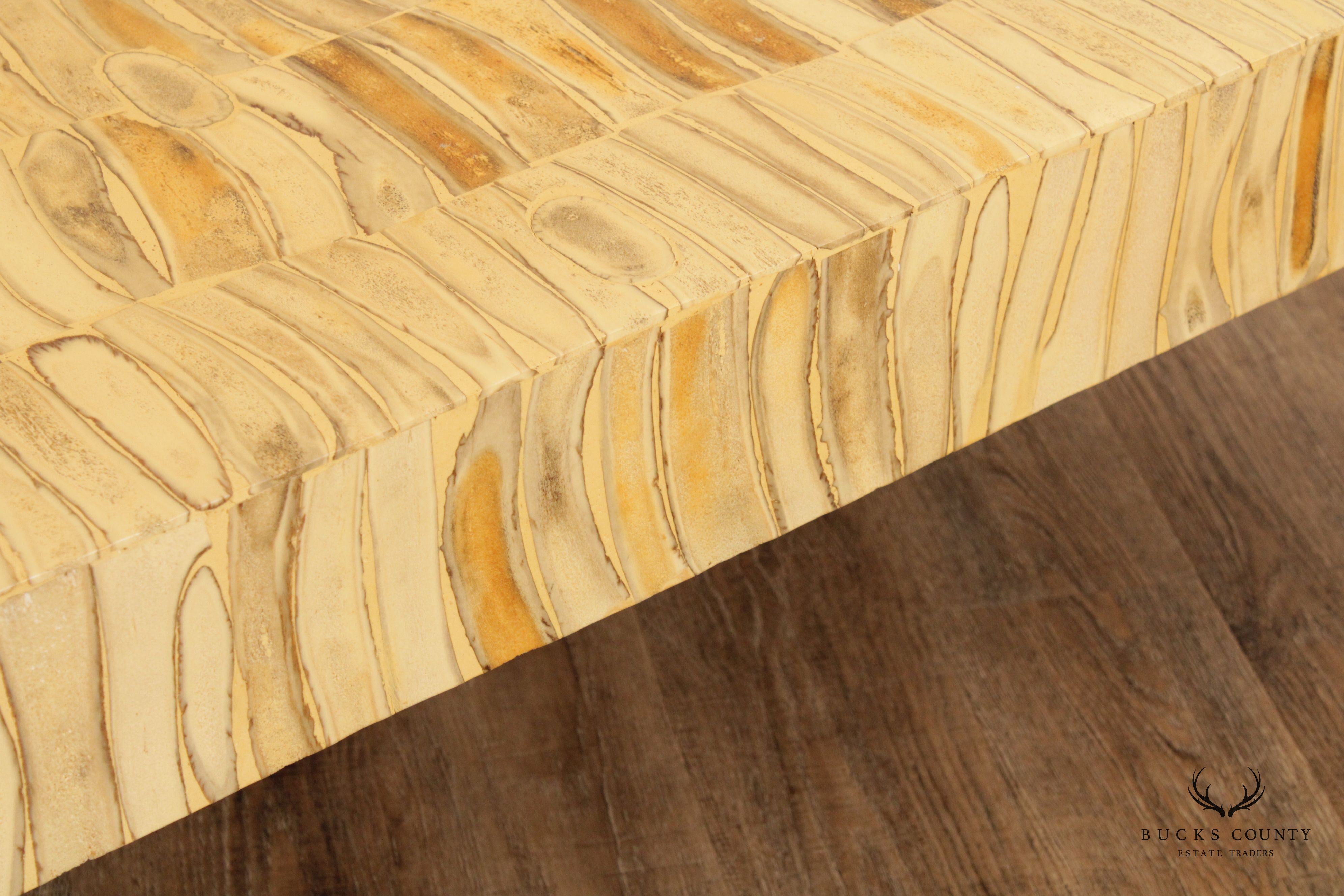 Mid Century Modern Tessellated Wood Large Coffee Table