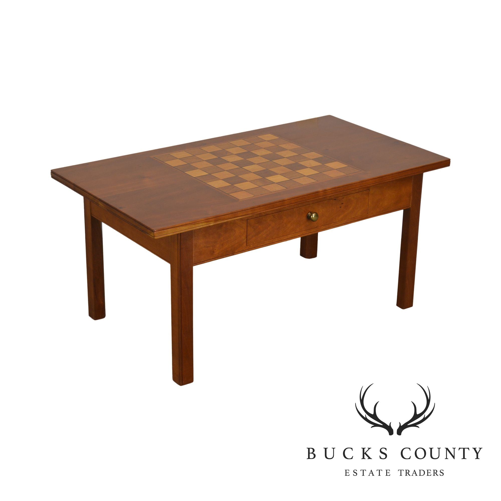 Hand Crafted Solid Cherry Wood Checkerboard Top Game Table by F. G. Harrison III