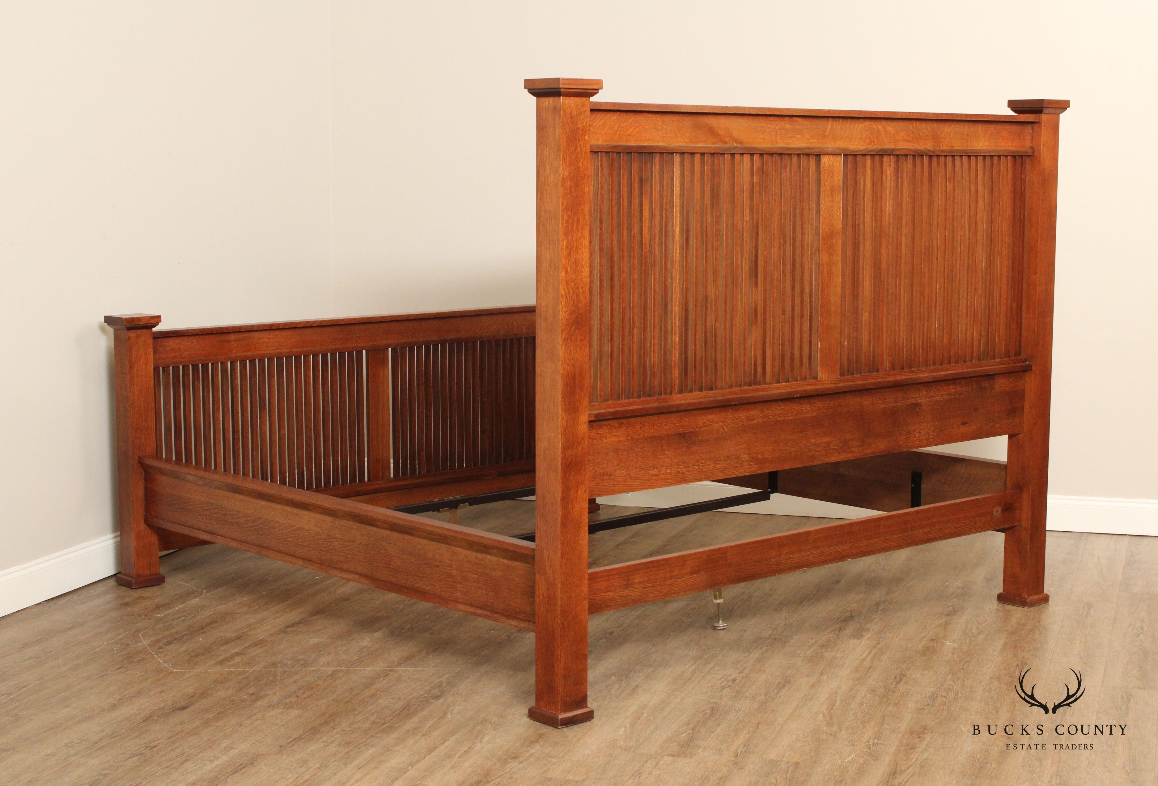 Stickley Mission Collection King Size Oak Prairie Bed