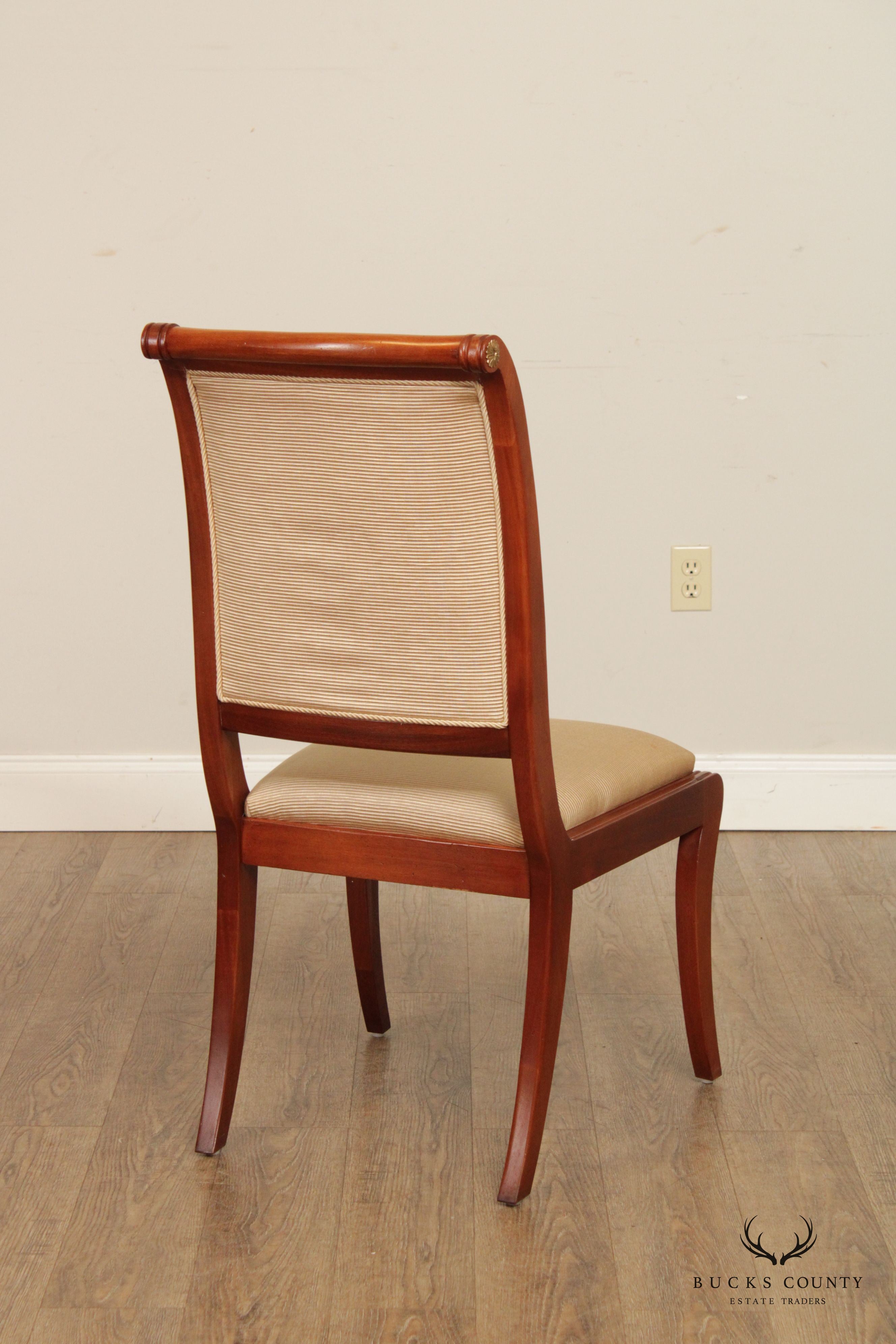 Henredon French Empire Style Set Eight Mahogany Ormolu Mounted Dining Chairs