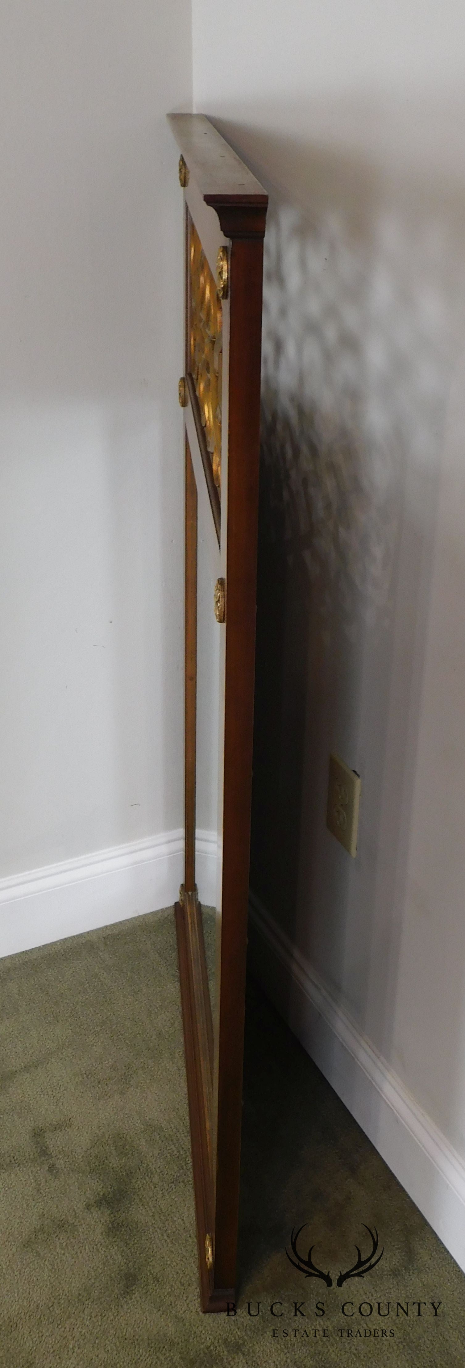 Regency Style Partial Gilt Reticulated Panel Trumeau Mirror by Union National