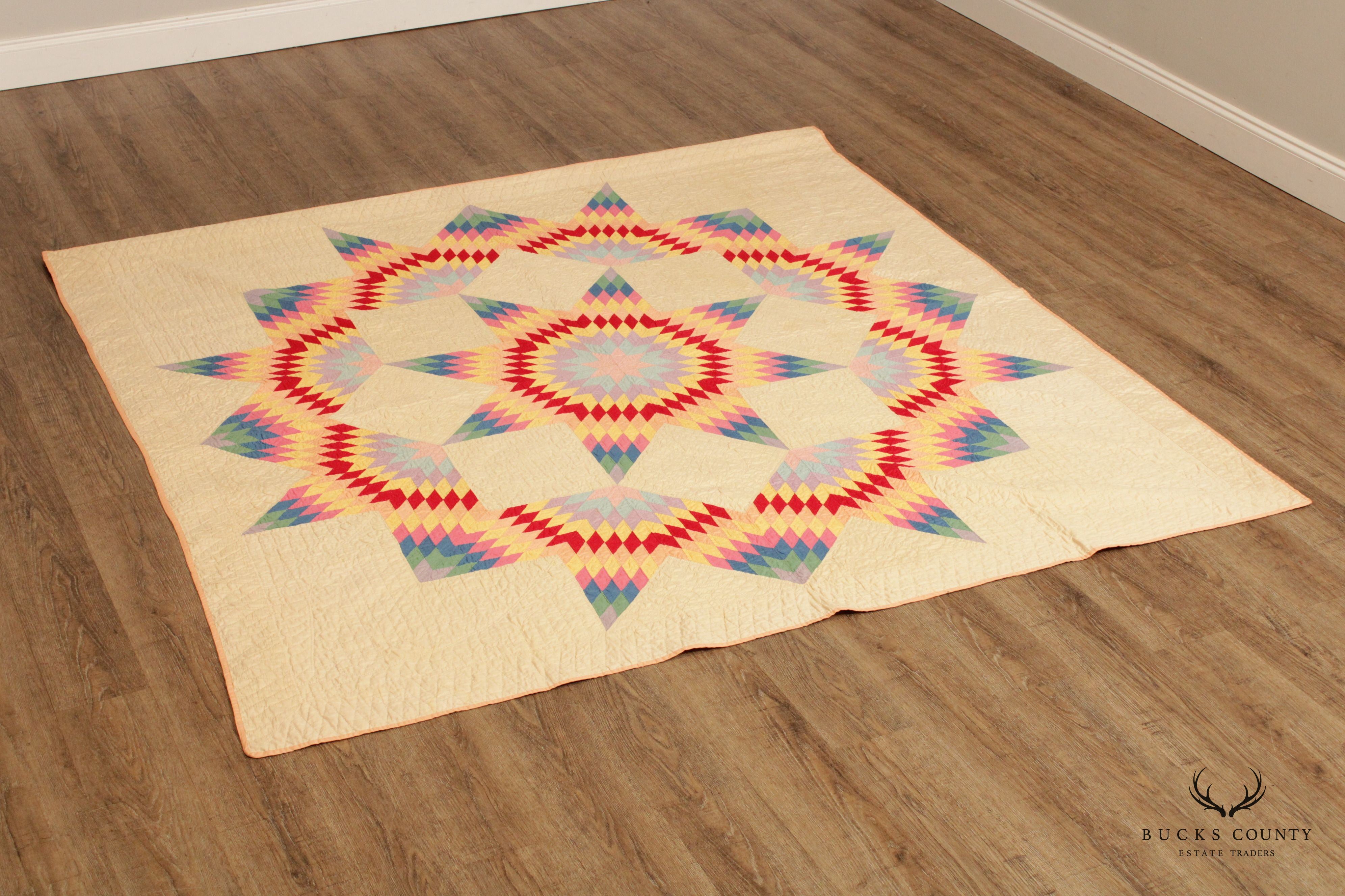 Vintage 'Broken Star' Pattern Quilt