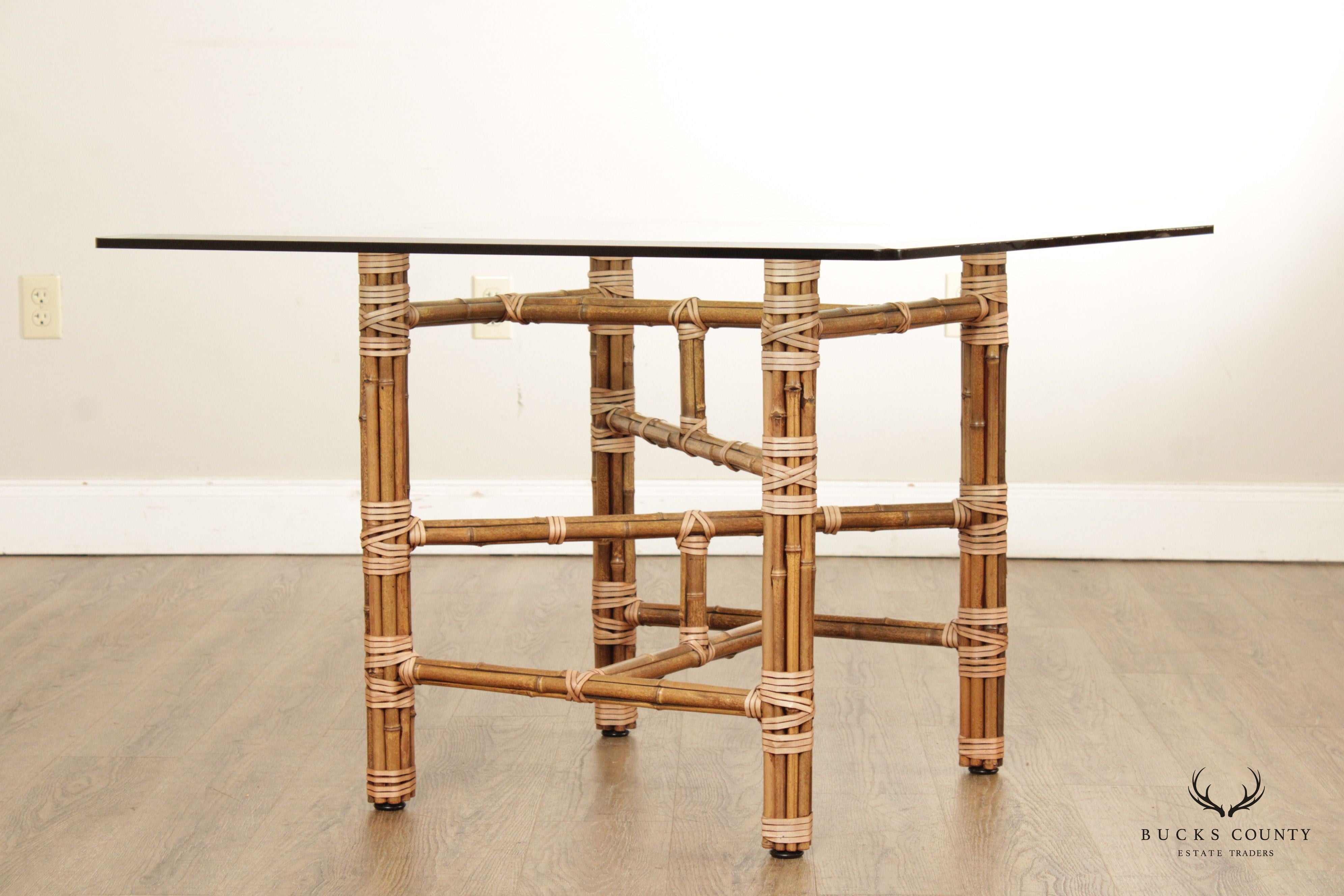 McGuire Bamboo and Glass Top Dining Table