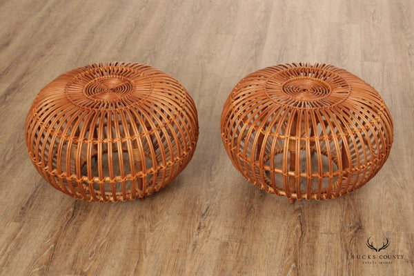 Franco Albini Mid Century Modern Pair Rattan Ottoman Stools – Bucks County  Estate Traders