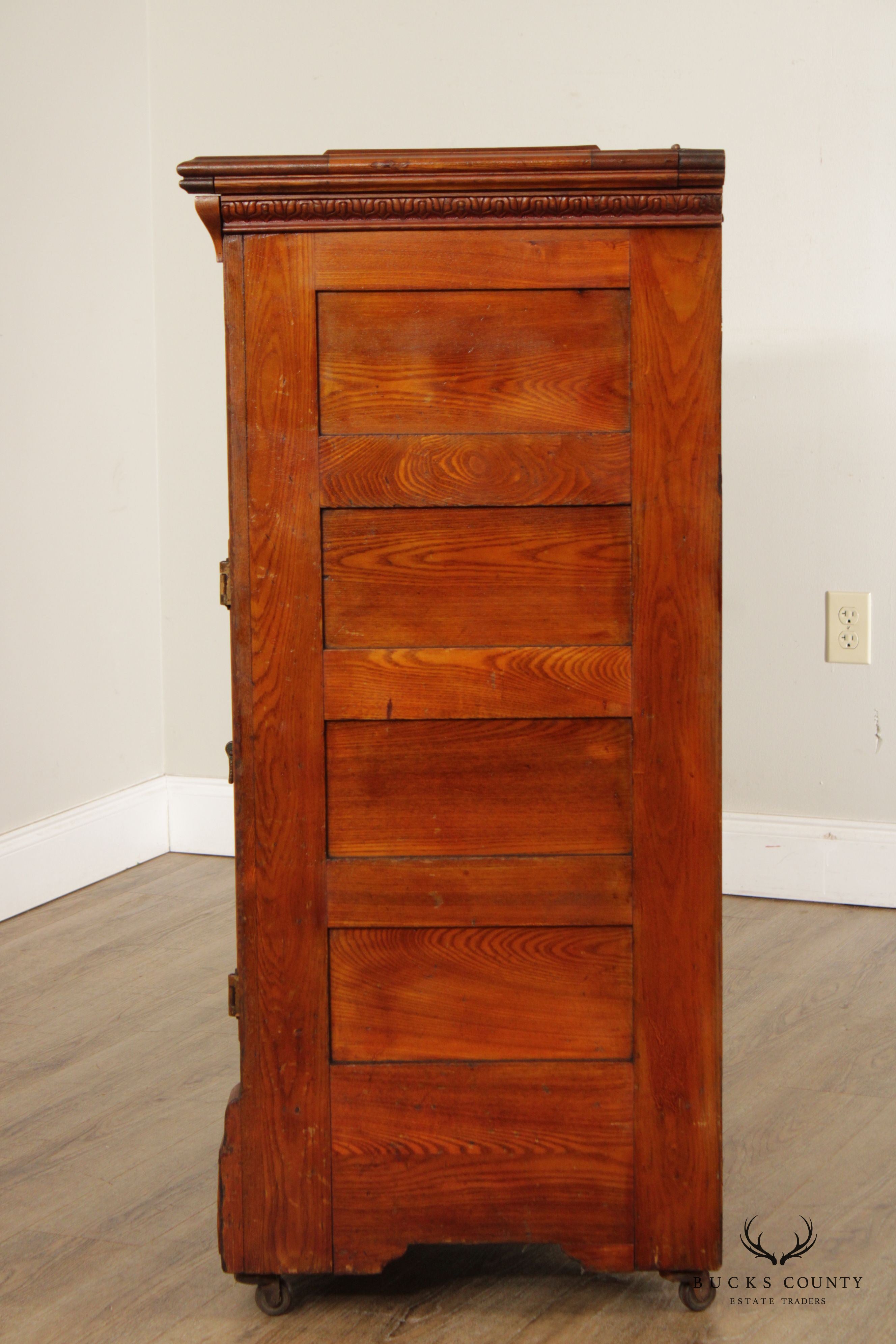 Antique Challenge Iceberg Oak and Tin Lift Lid Icebox