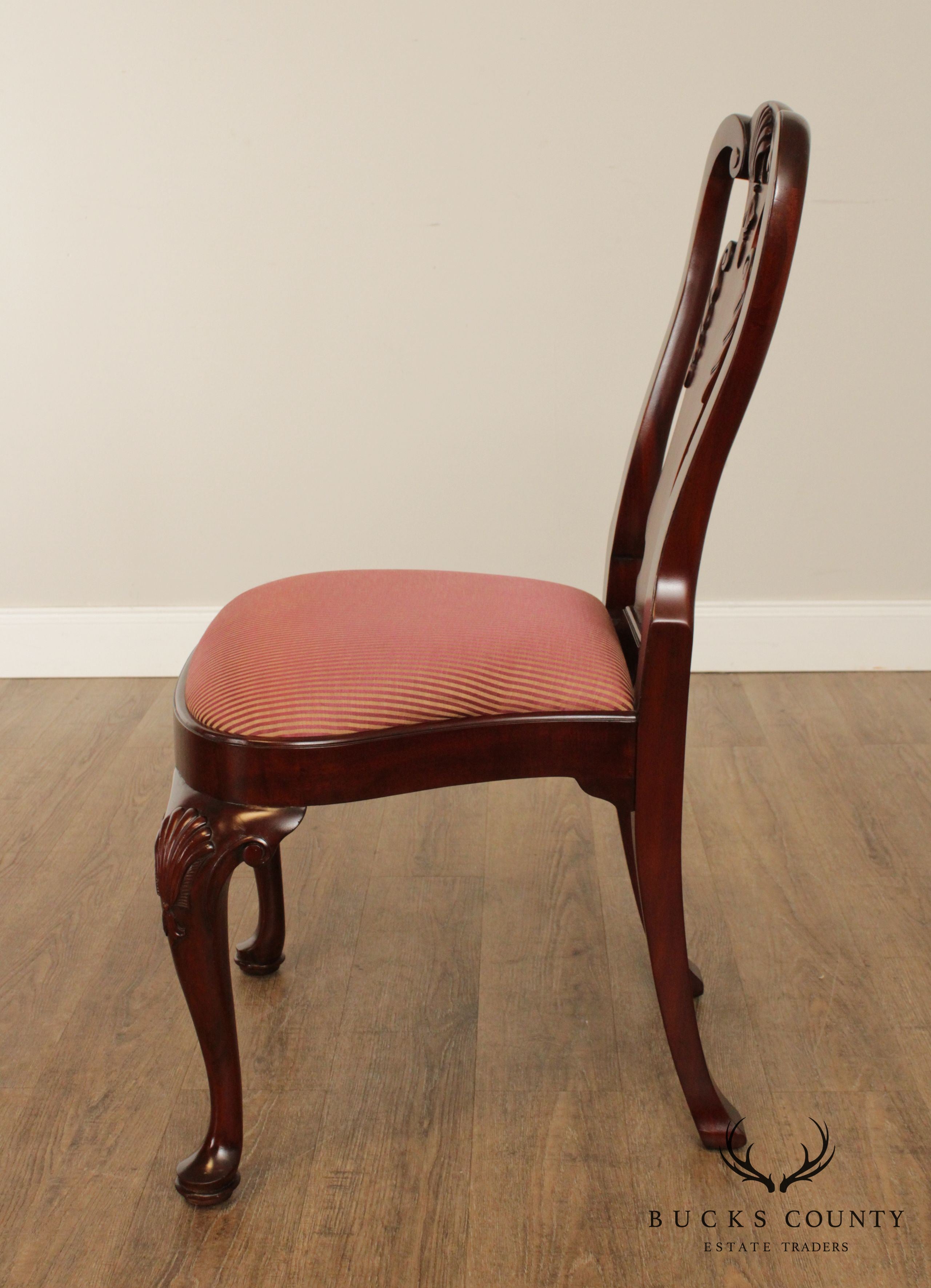 Maitland Smith Georgian Style Set 8 Solid Mahogany Dining Chairs