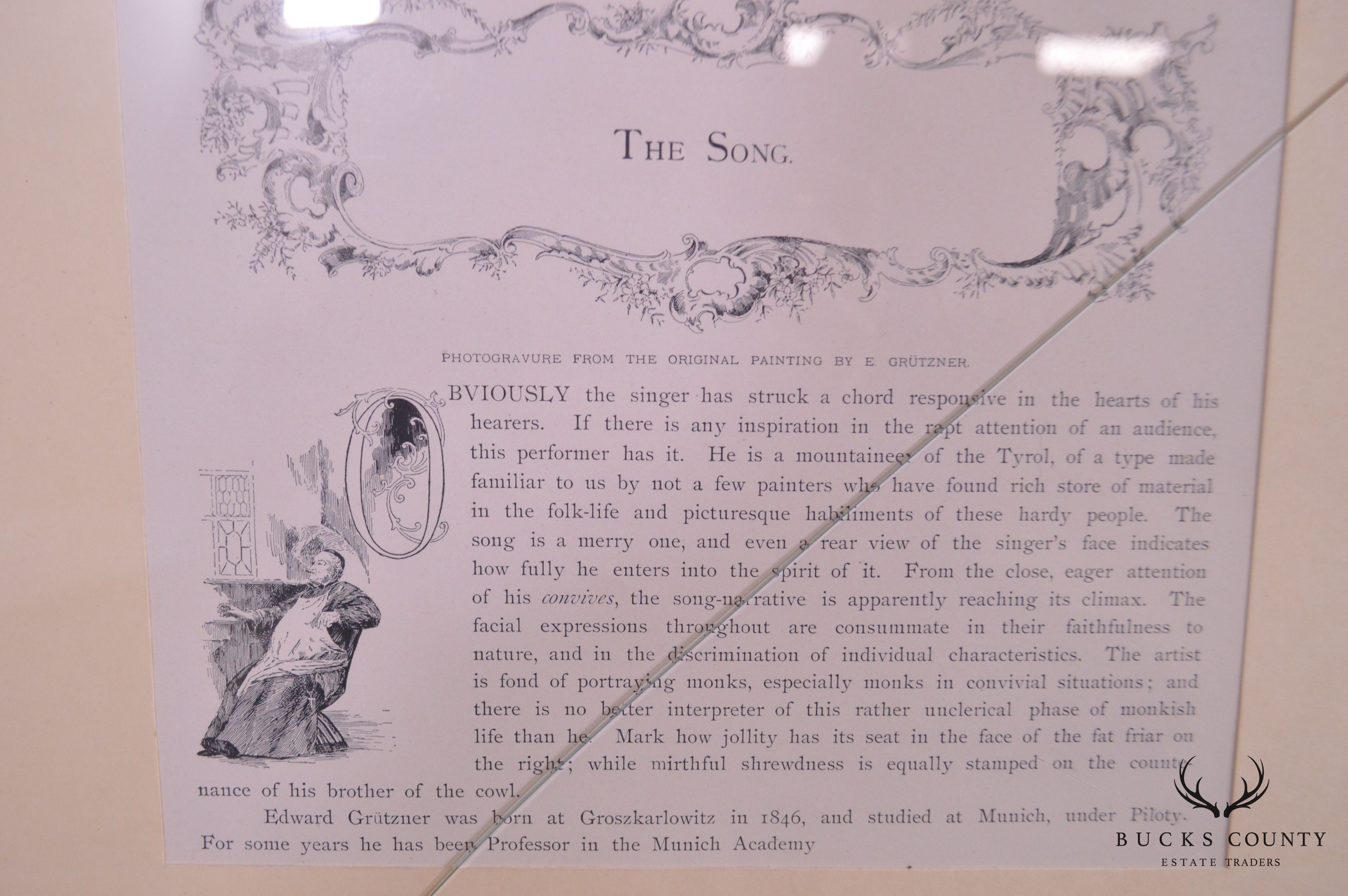 After E. Grutzner "The Song" Photogravure Custome Period Frame