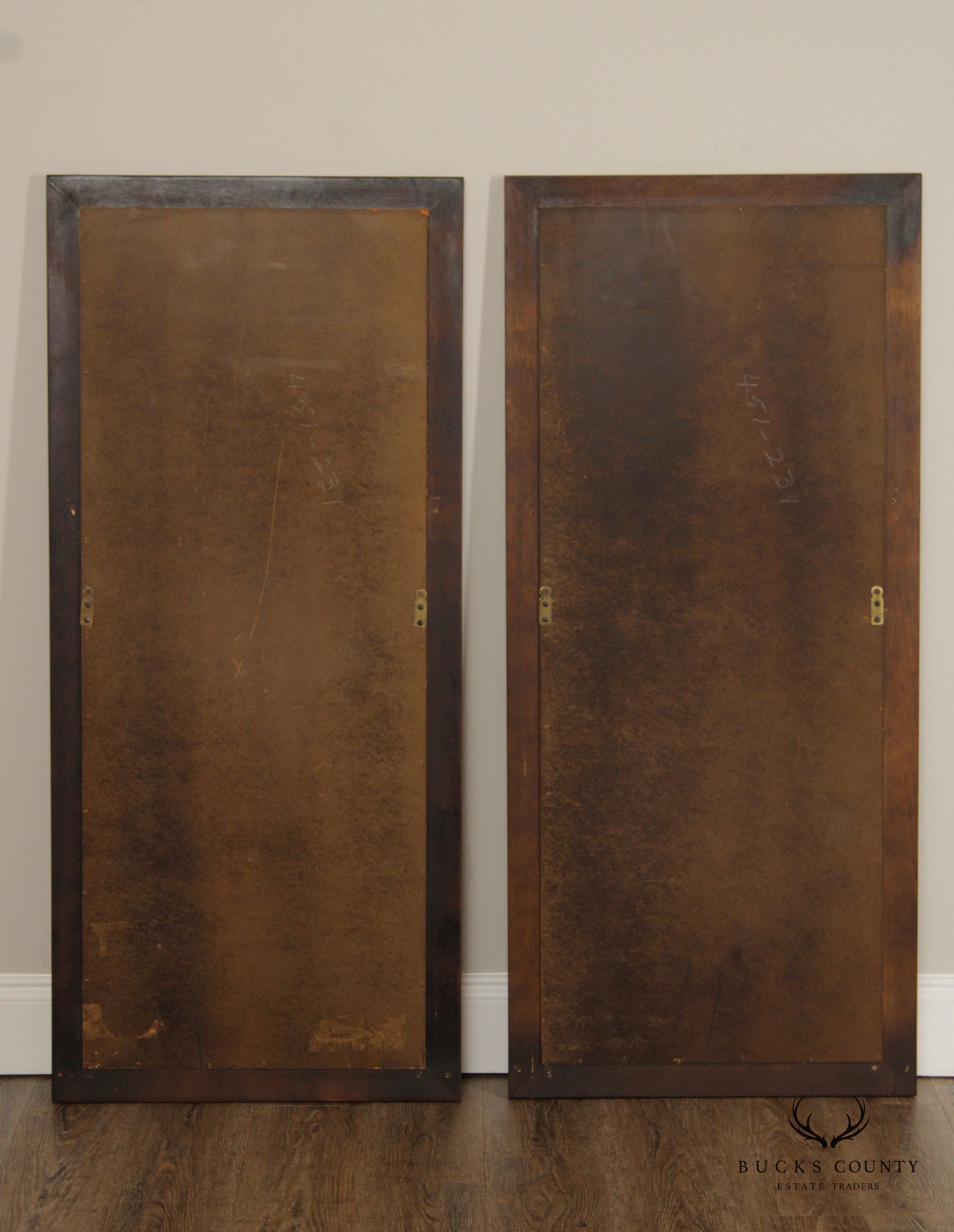 Century Furniture Chinese Chippendale Style Vintage Pair Of Rectangular Beveled Wall Mirrors