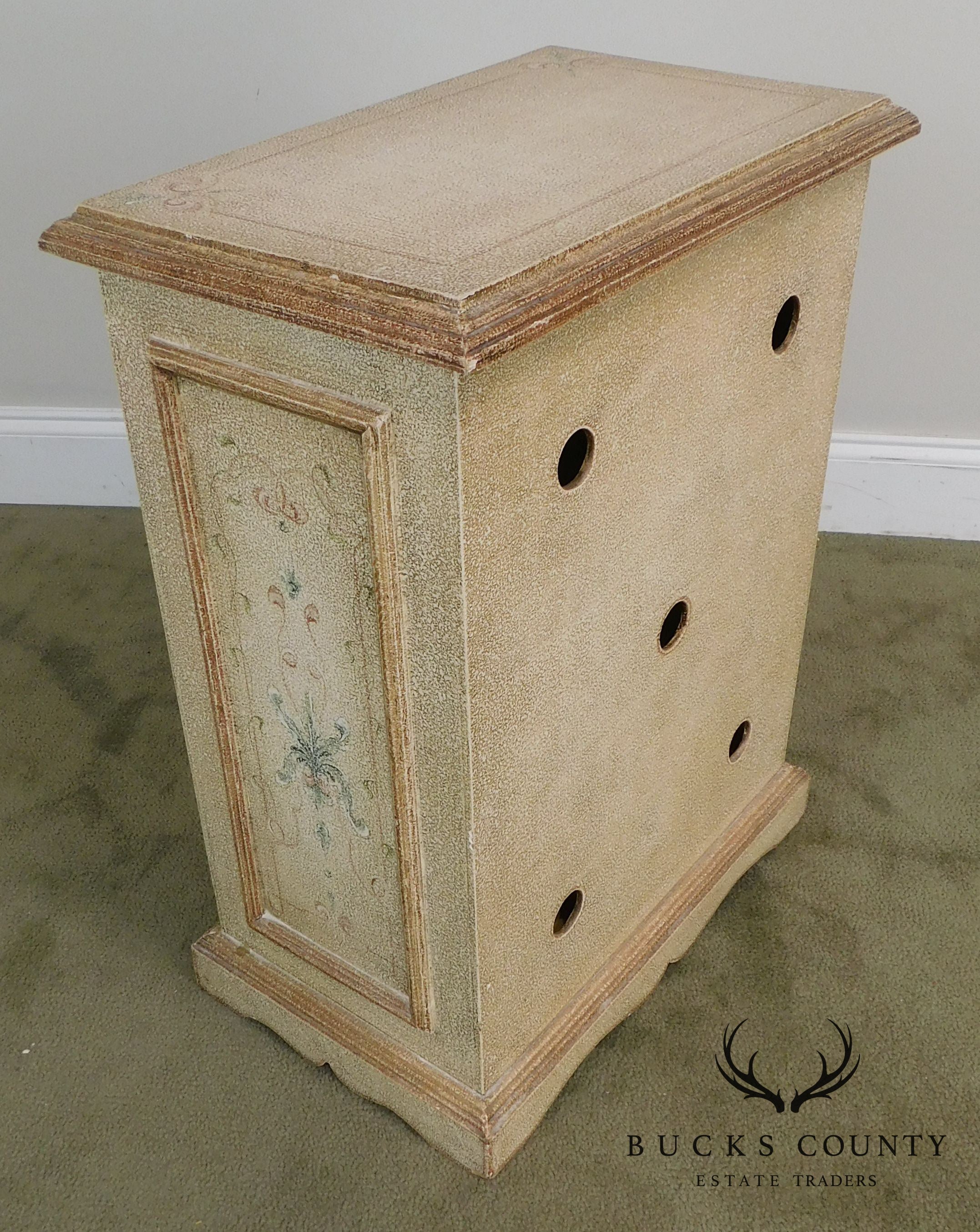 Florentine Style Paint Decorated Lidded Hamper