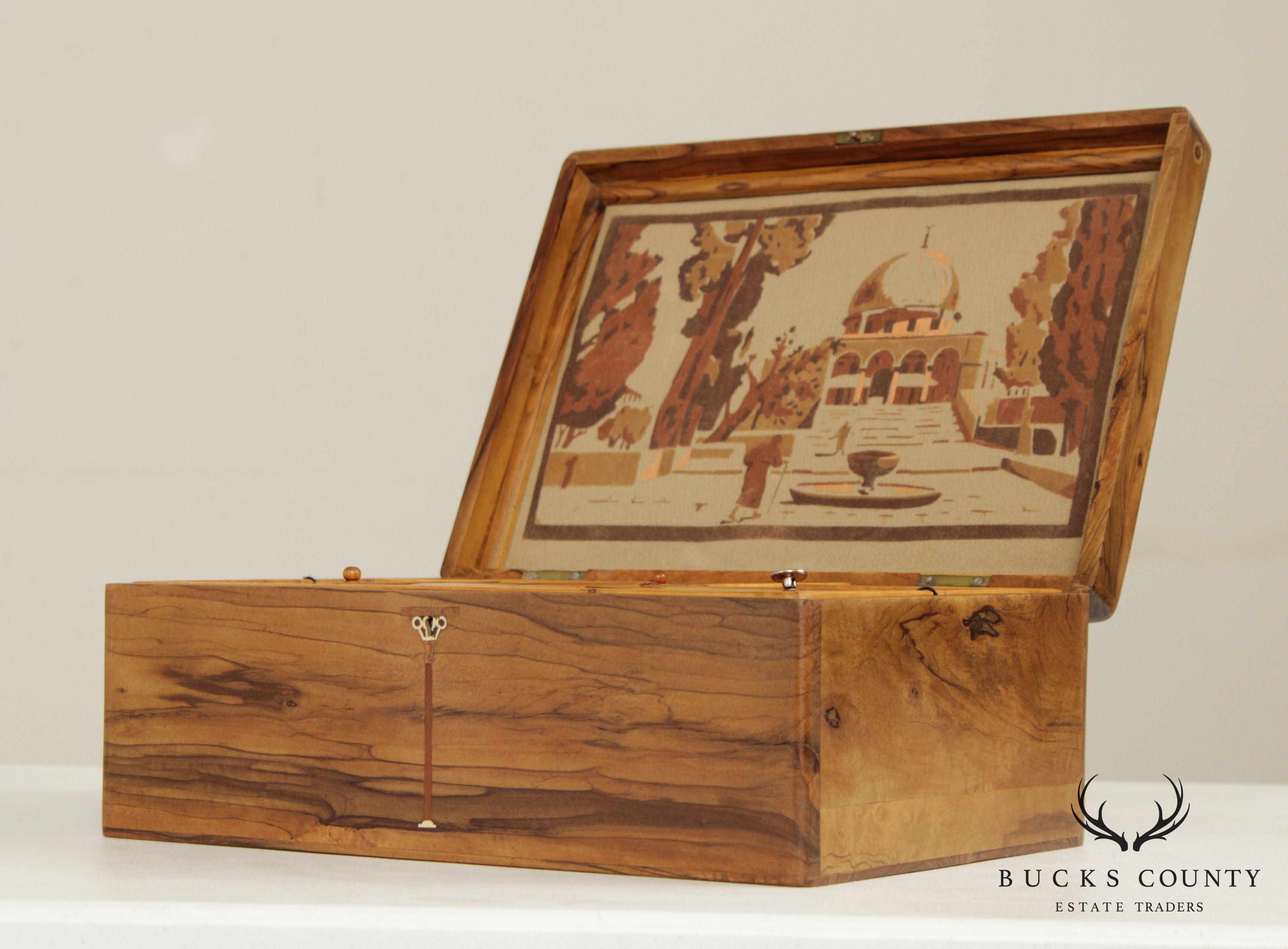 Antique Exotic Wood Inlaid Sewing or Desk Box