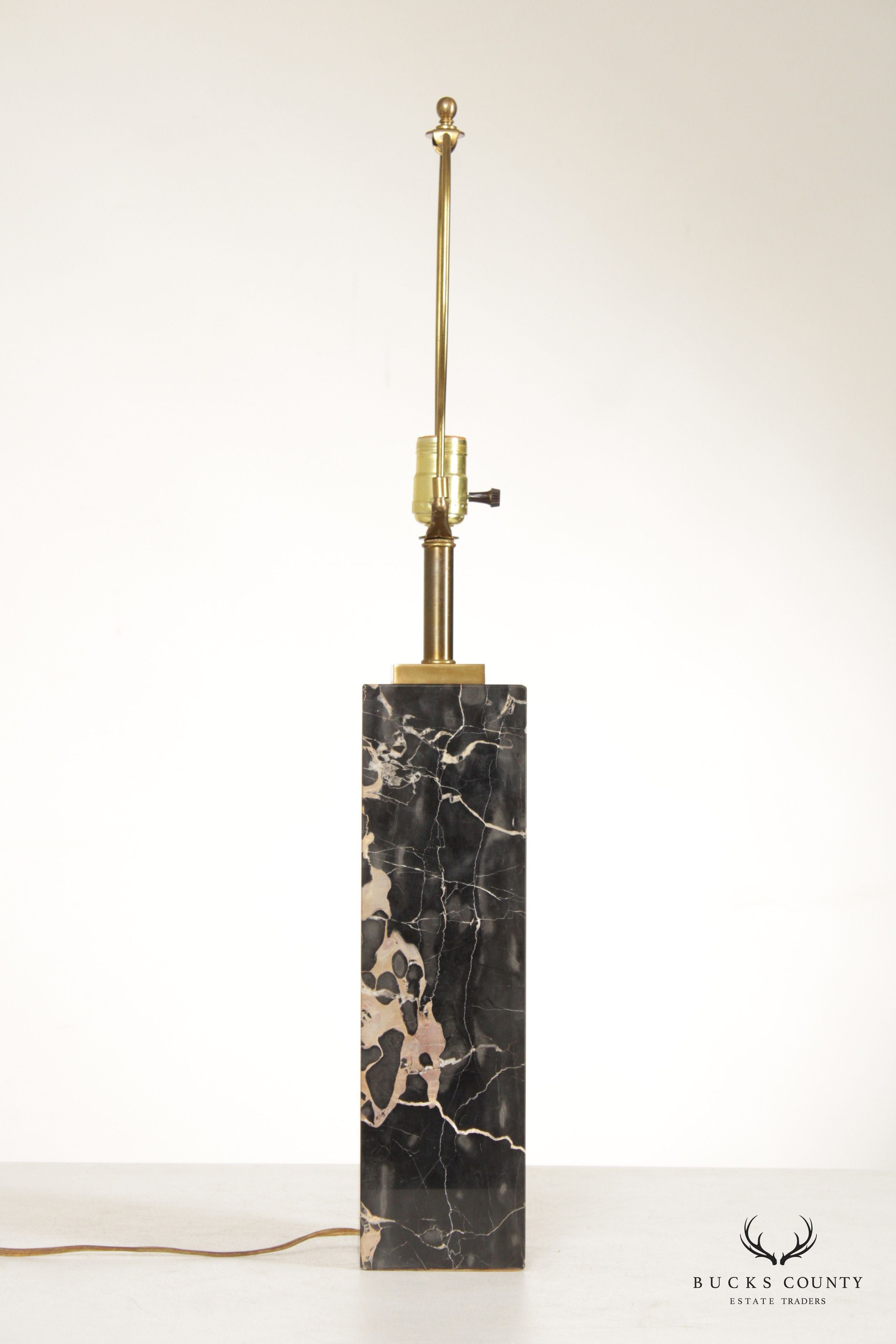 Robsjohn Gibbings Mid Century Modern Black Marble Table Lamp