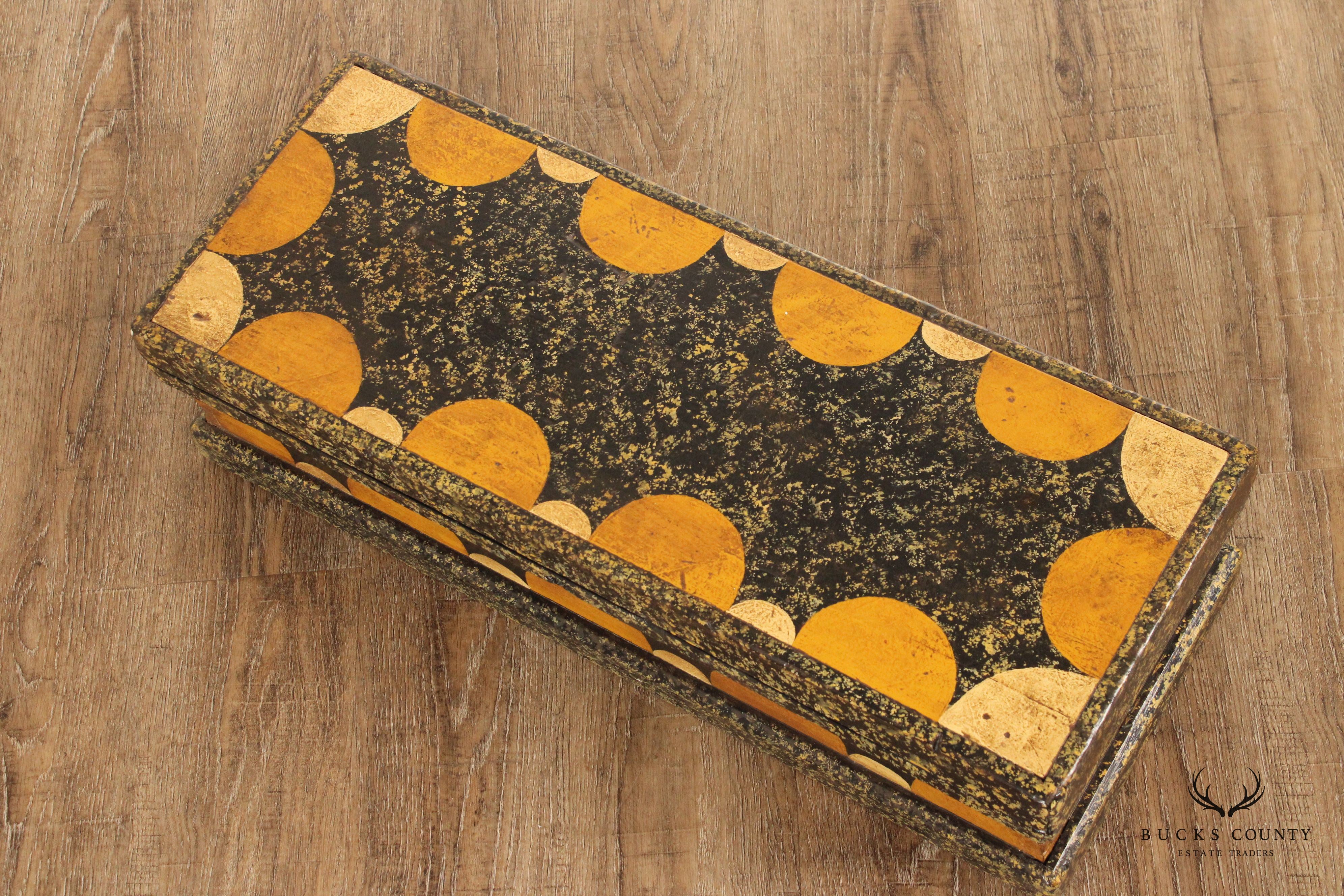Antique Paint Decorated Wooden Storage Box