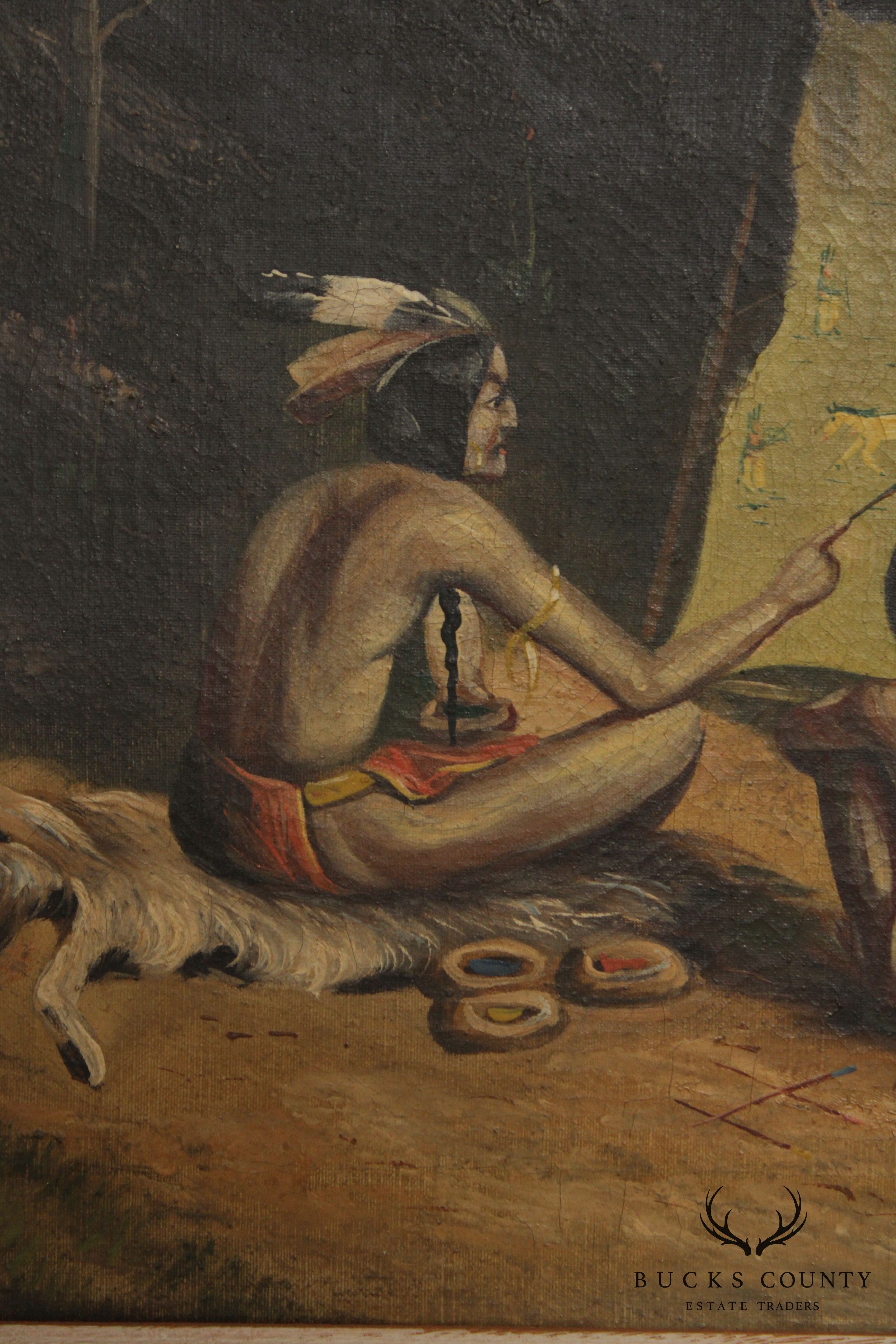 Early 20th C. Native American Oil Painting
