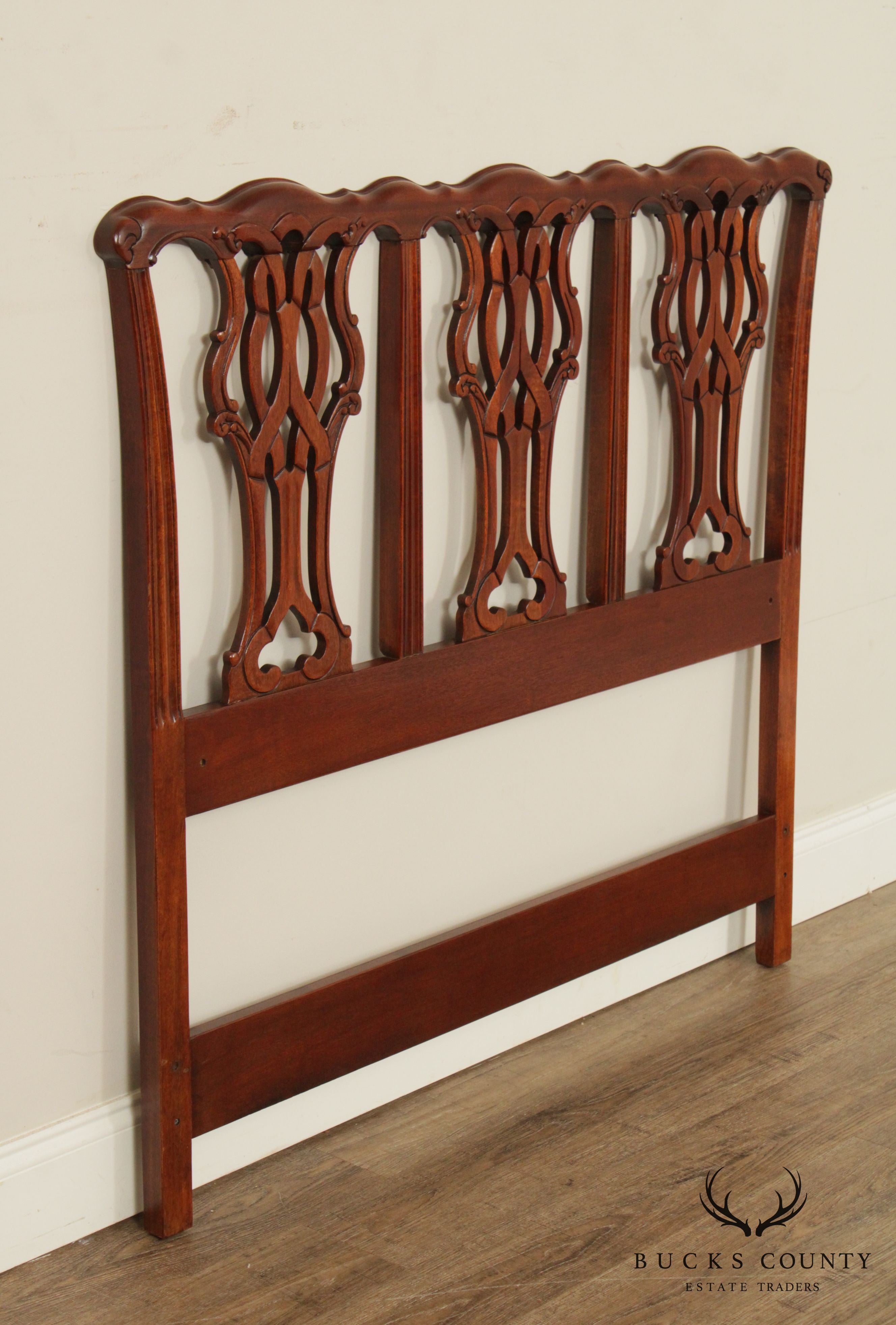 Chippendale Style Carved Mahogany Headboard (B)