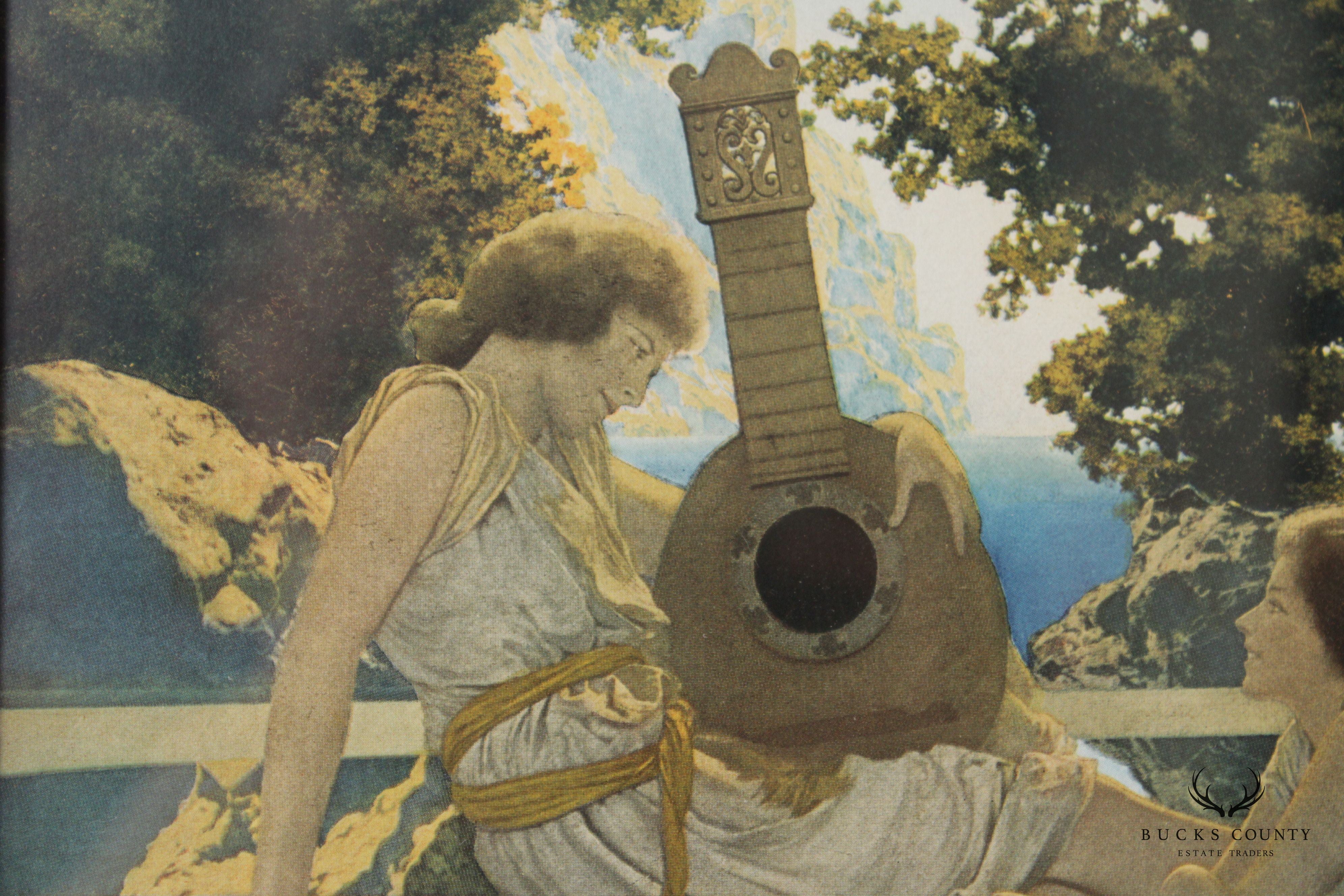 Maxfield Parrish Arts & Crafts Framed 'The Lute Players' Print