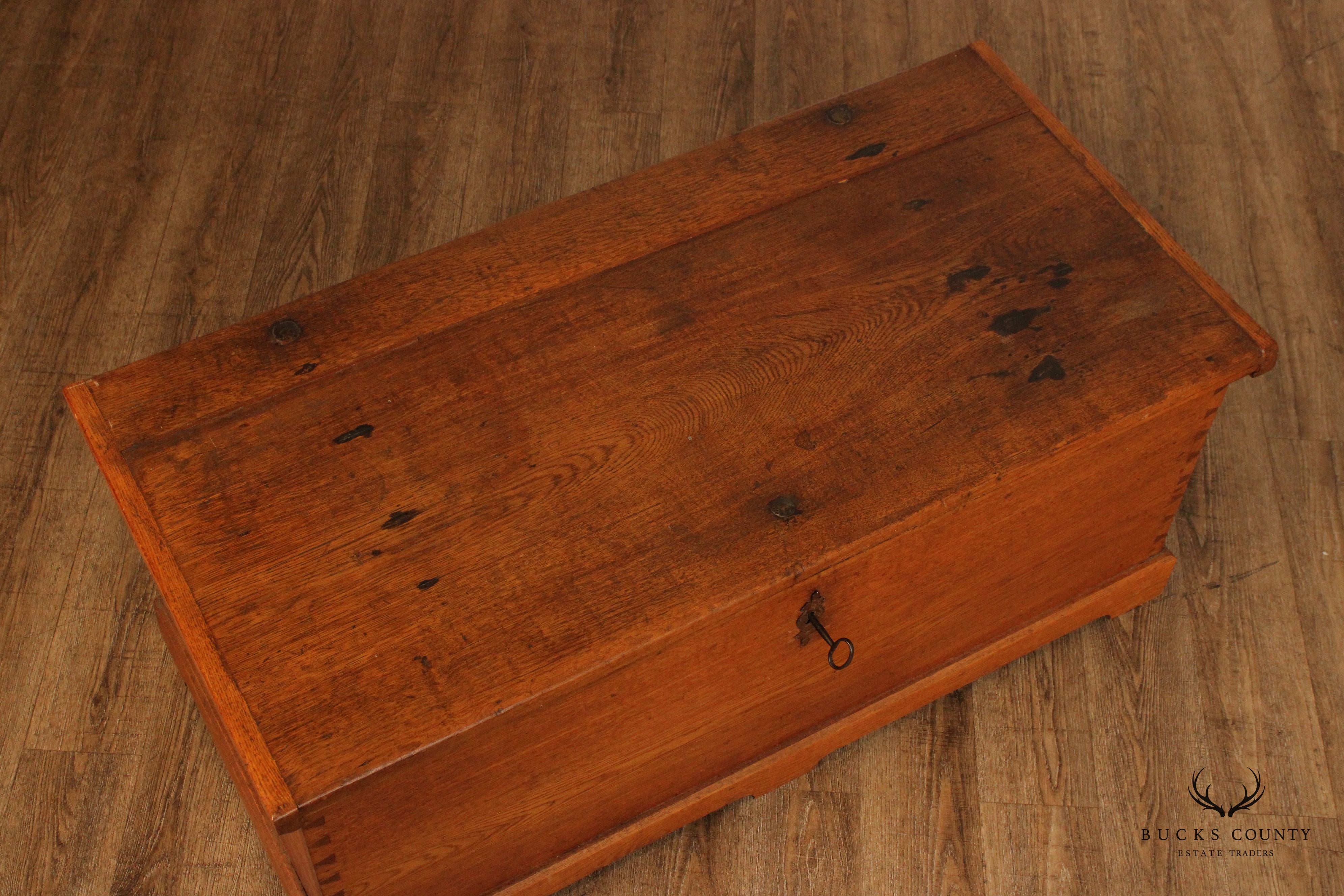Antique Solid Oak Dovetailed Blanket Chest