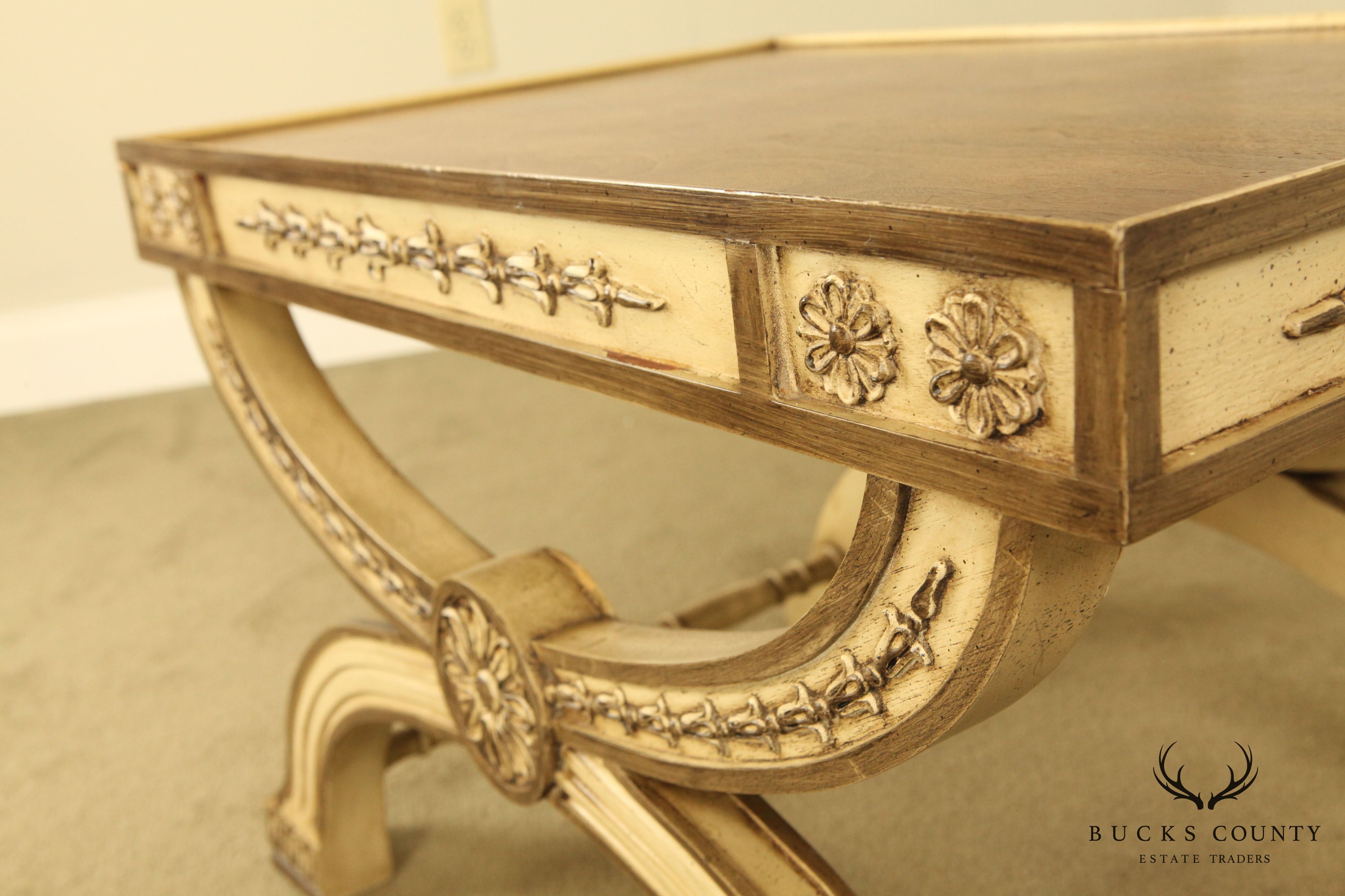 Regency Style Painted x Base Low Side Table by Heritage