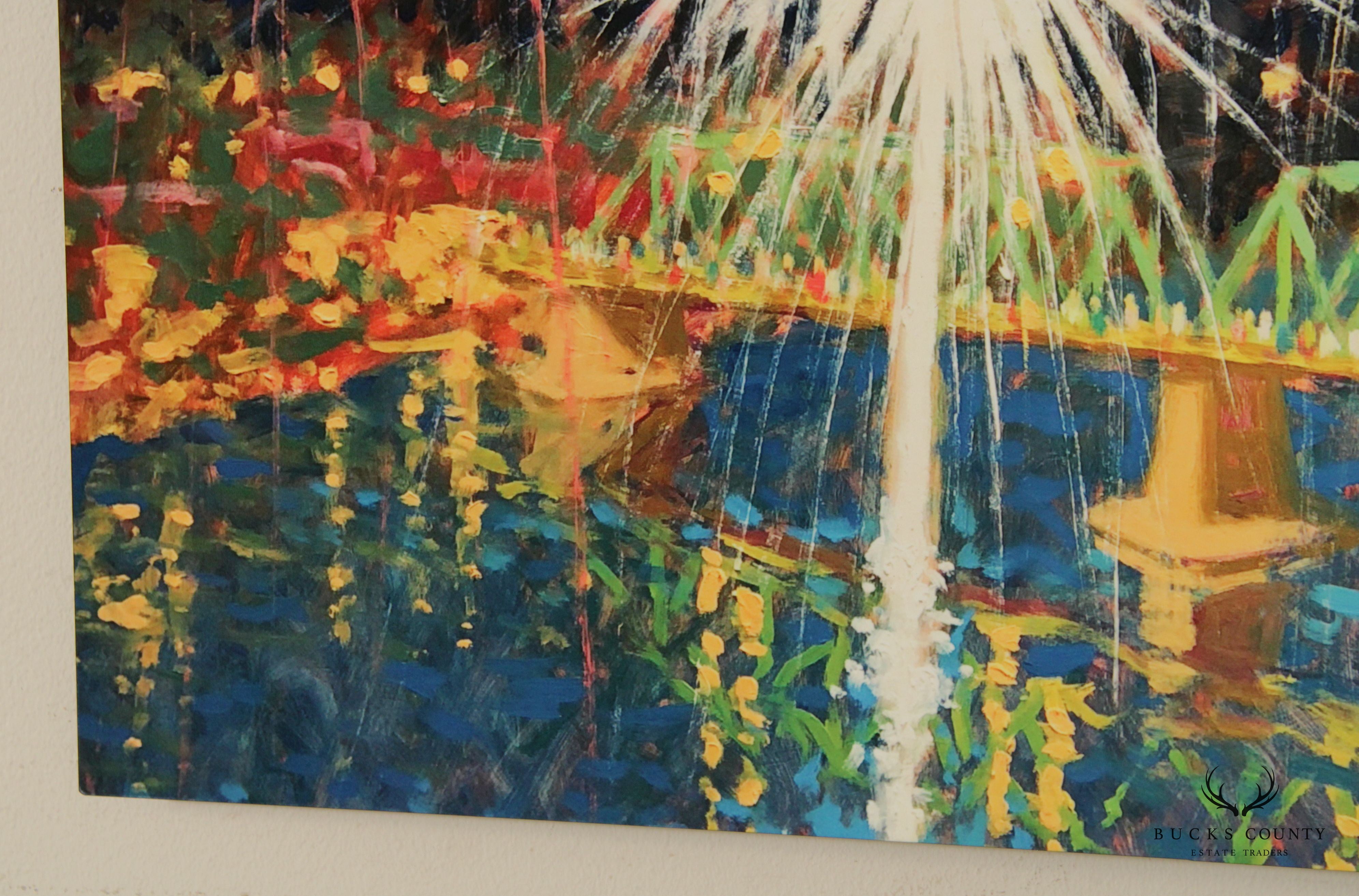 Gordon Hass 'Friday Night Fireworks' Original Oil Painting