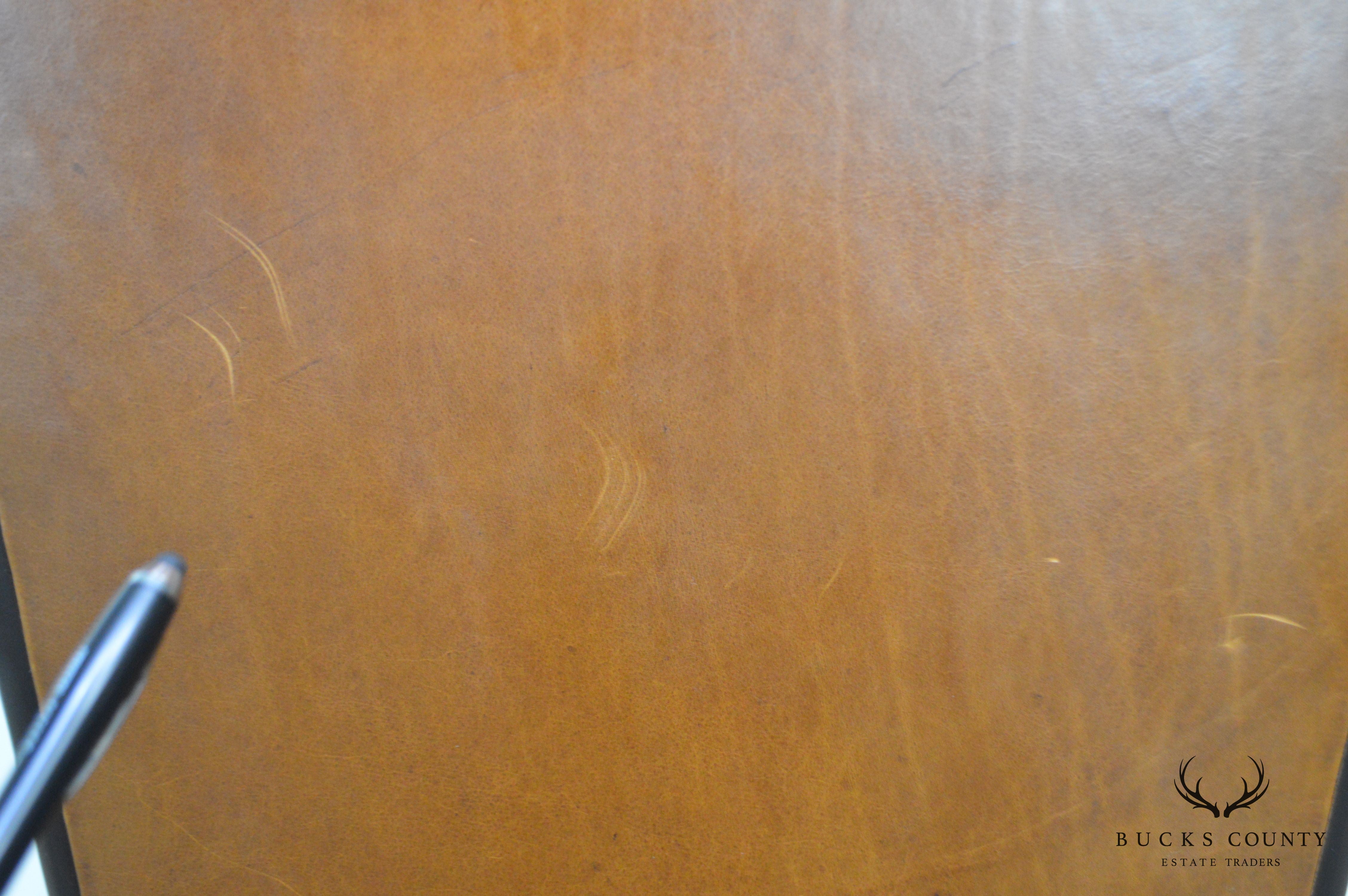 George II Style Quality Brown Leather Armchair