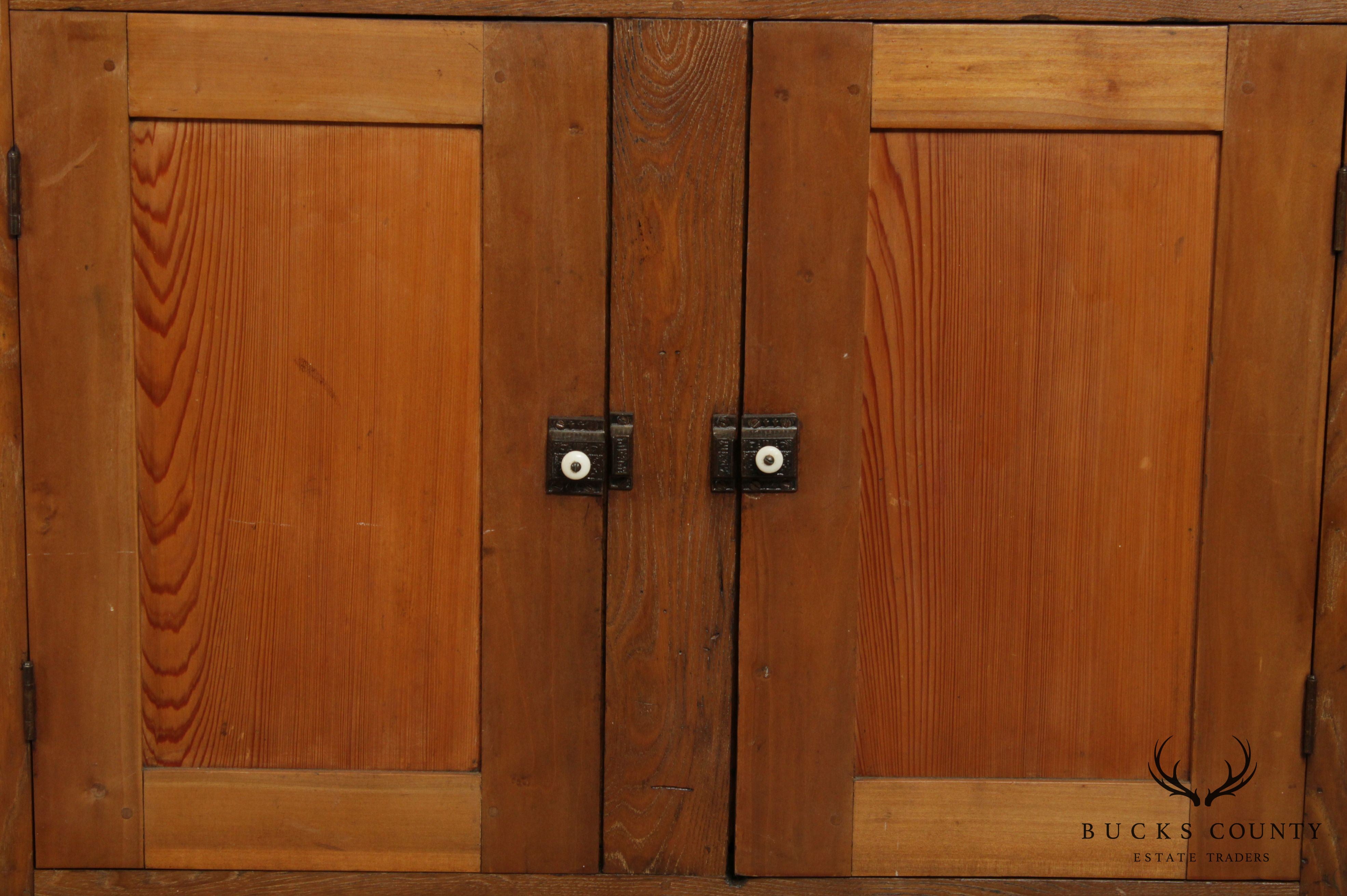 Antique Lehigh Valley Pennsylvania Pierced Tin Hanging Pie Safe Cupboard