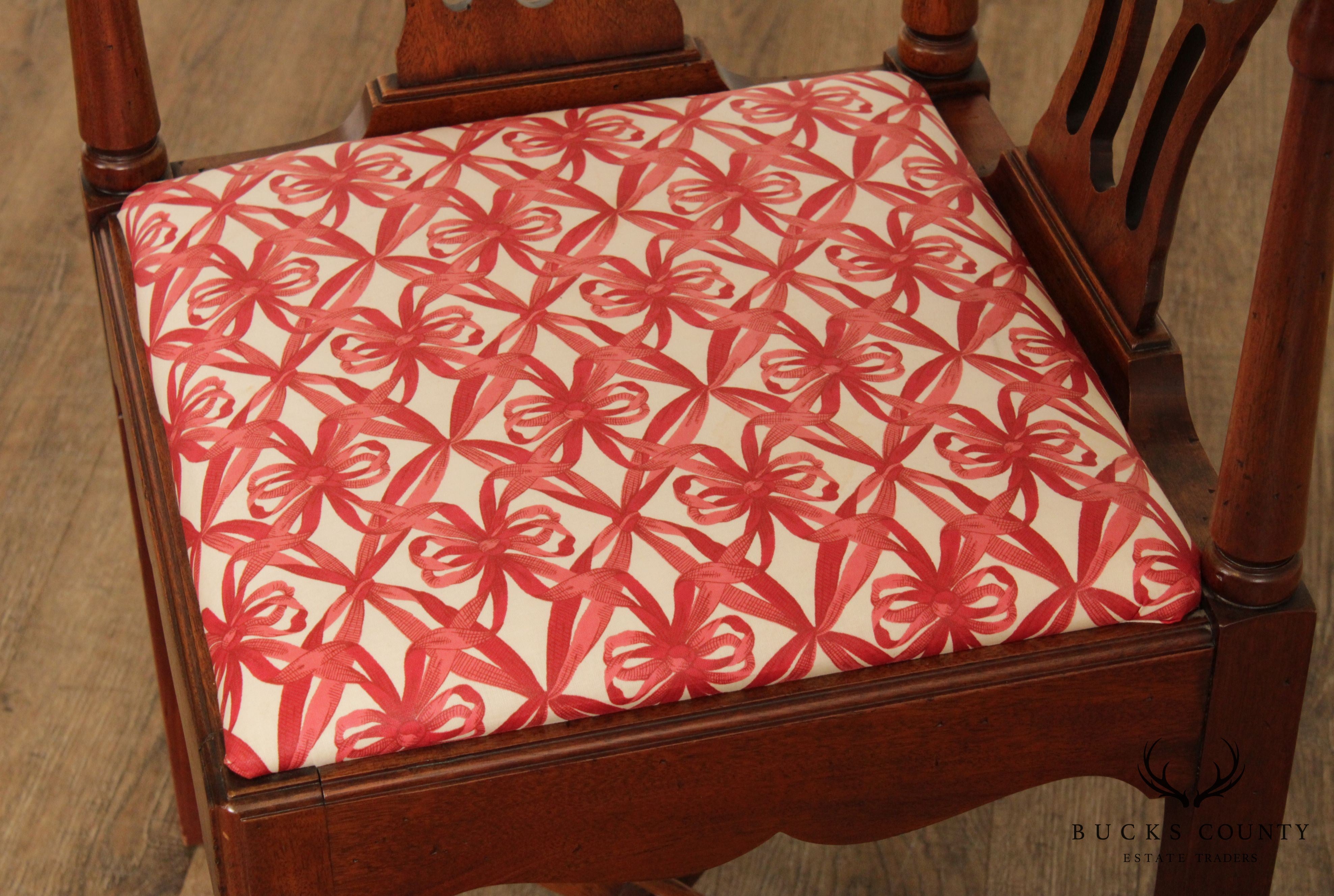 Chippendale Style Vintage Mahogany Corner Chair