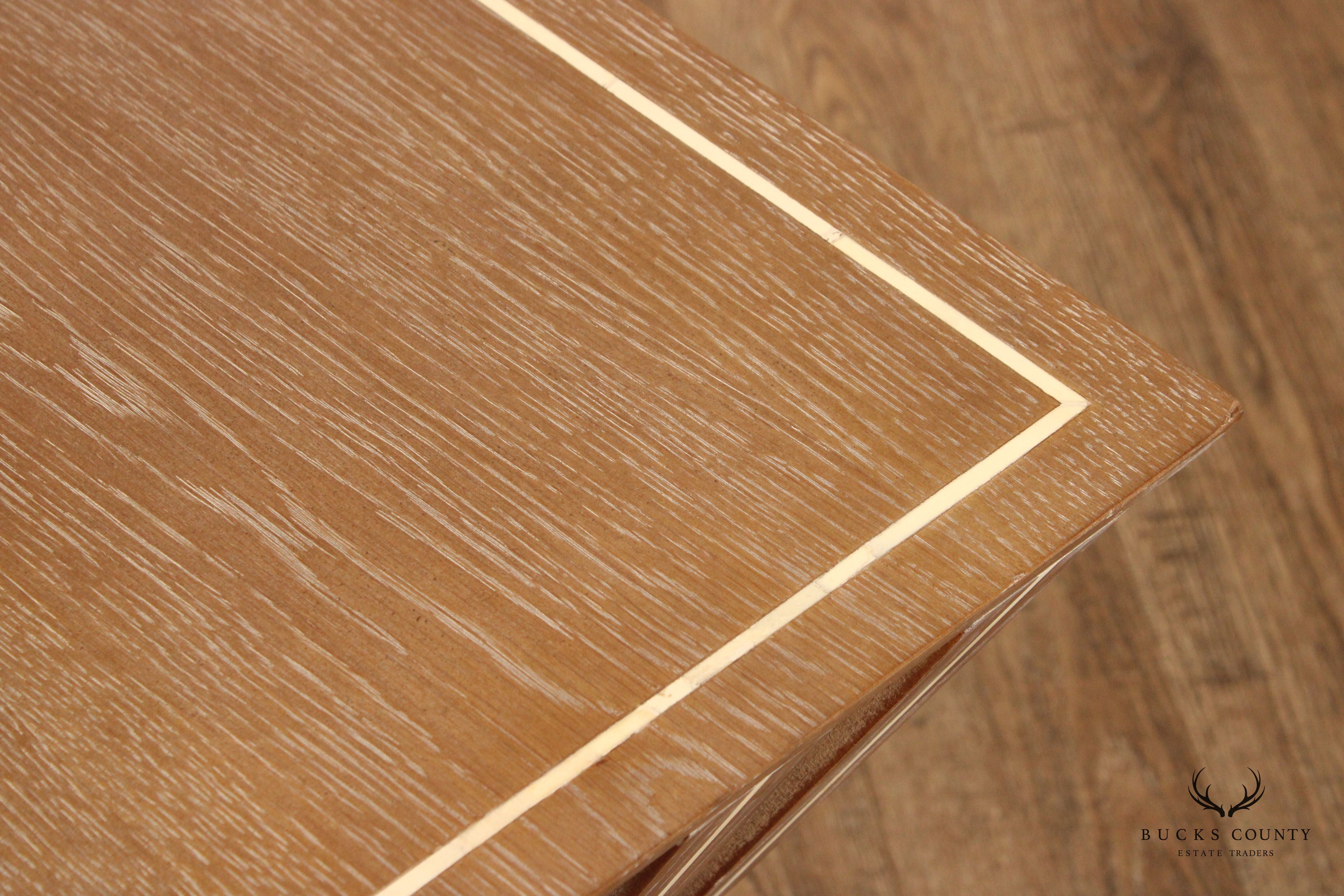 Contemporary Geometric Inlaid Oak Side Table