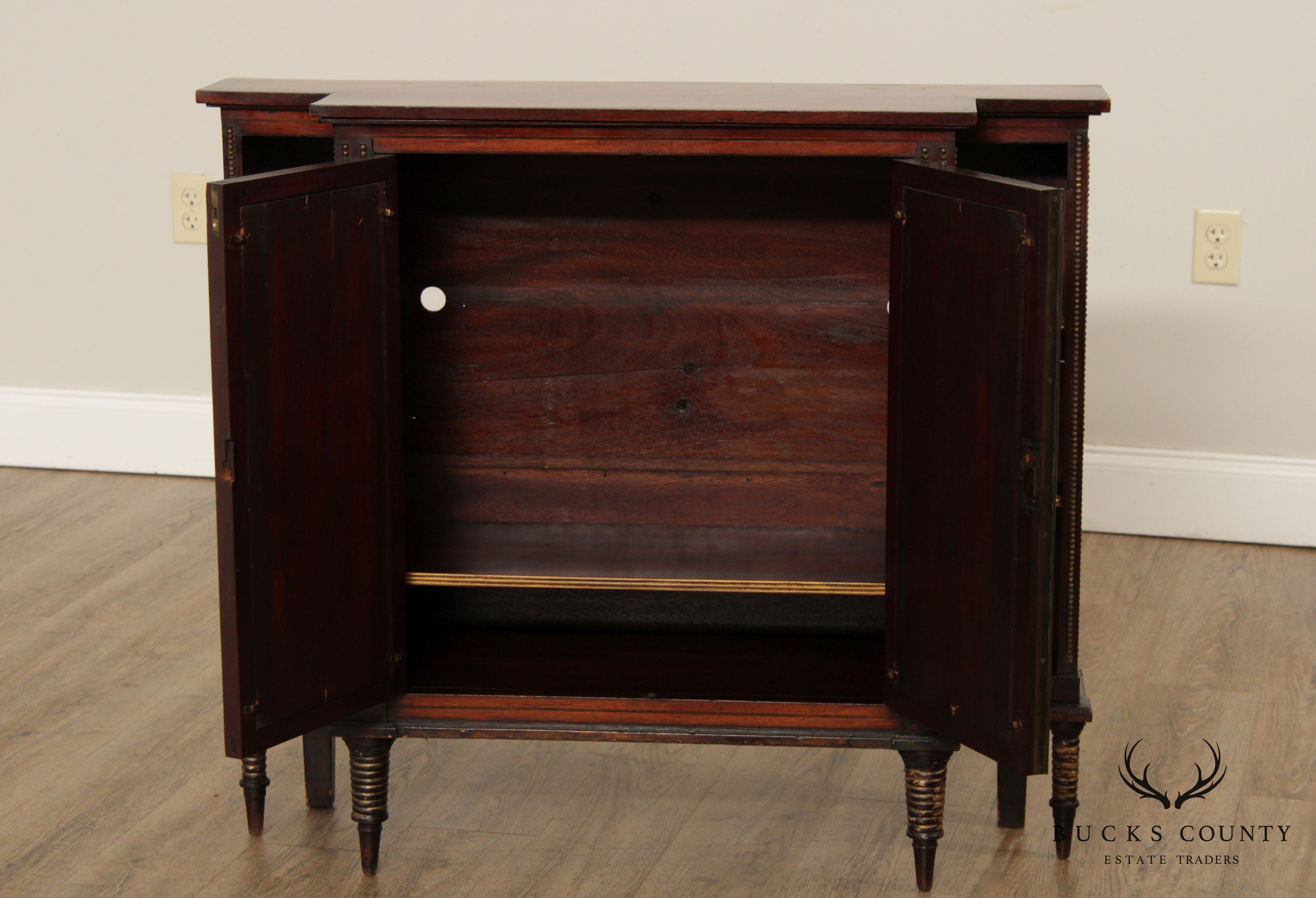 Antique Regency Style Mahogany Mirror Door Console