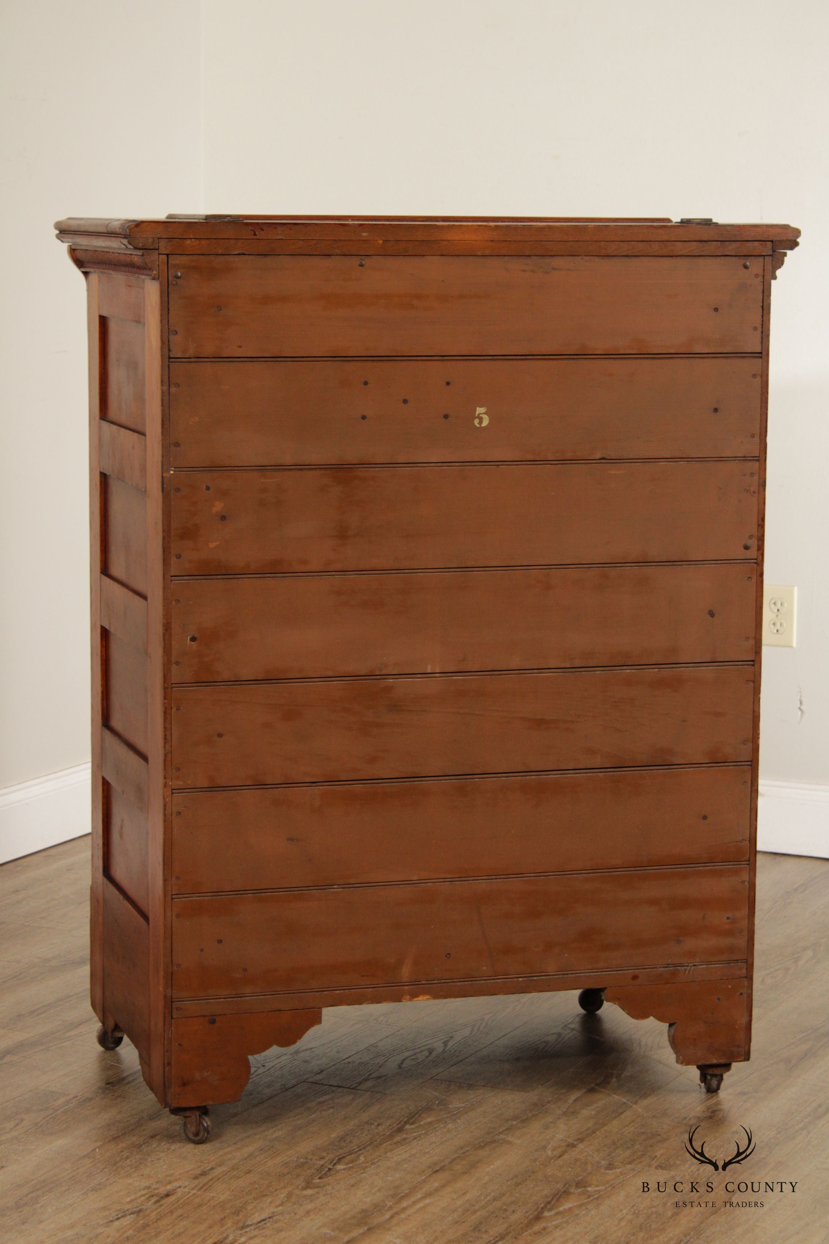 Antique Challenge Iceberg Oak and Tin Lift Lid Icebox